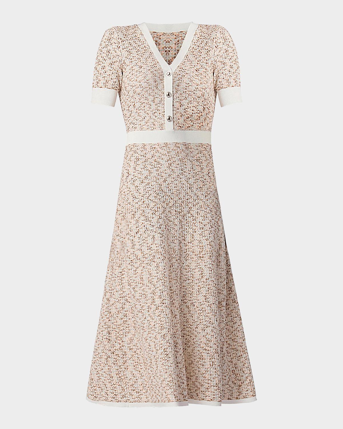 Shoshanna Alison Melange Tweed-Knit Midi Dress