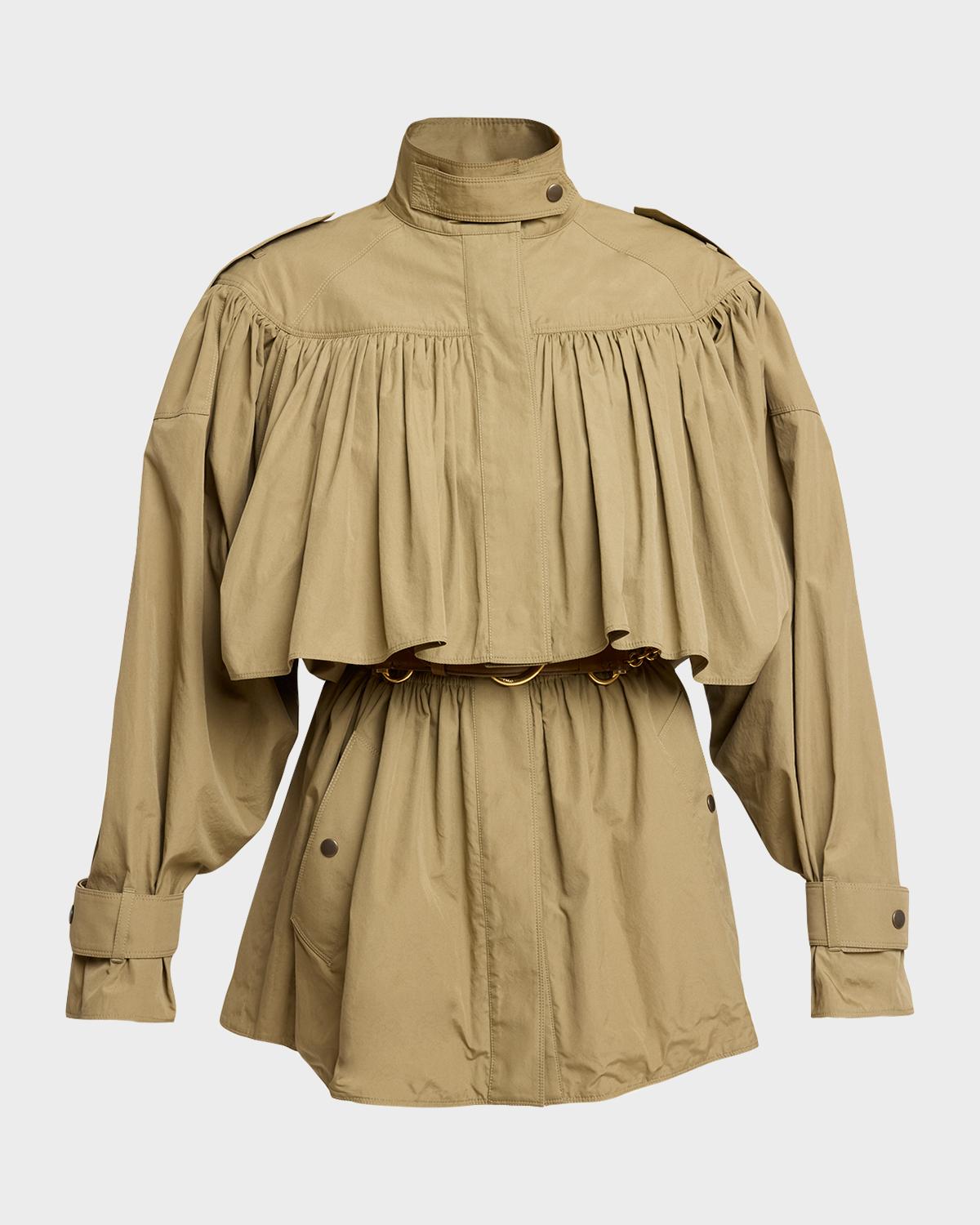 Chloe Gathered Ruffle Short Trench Coat