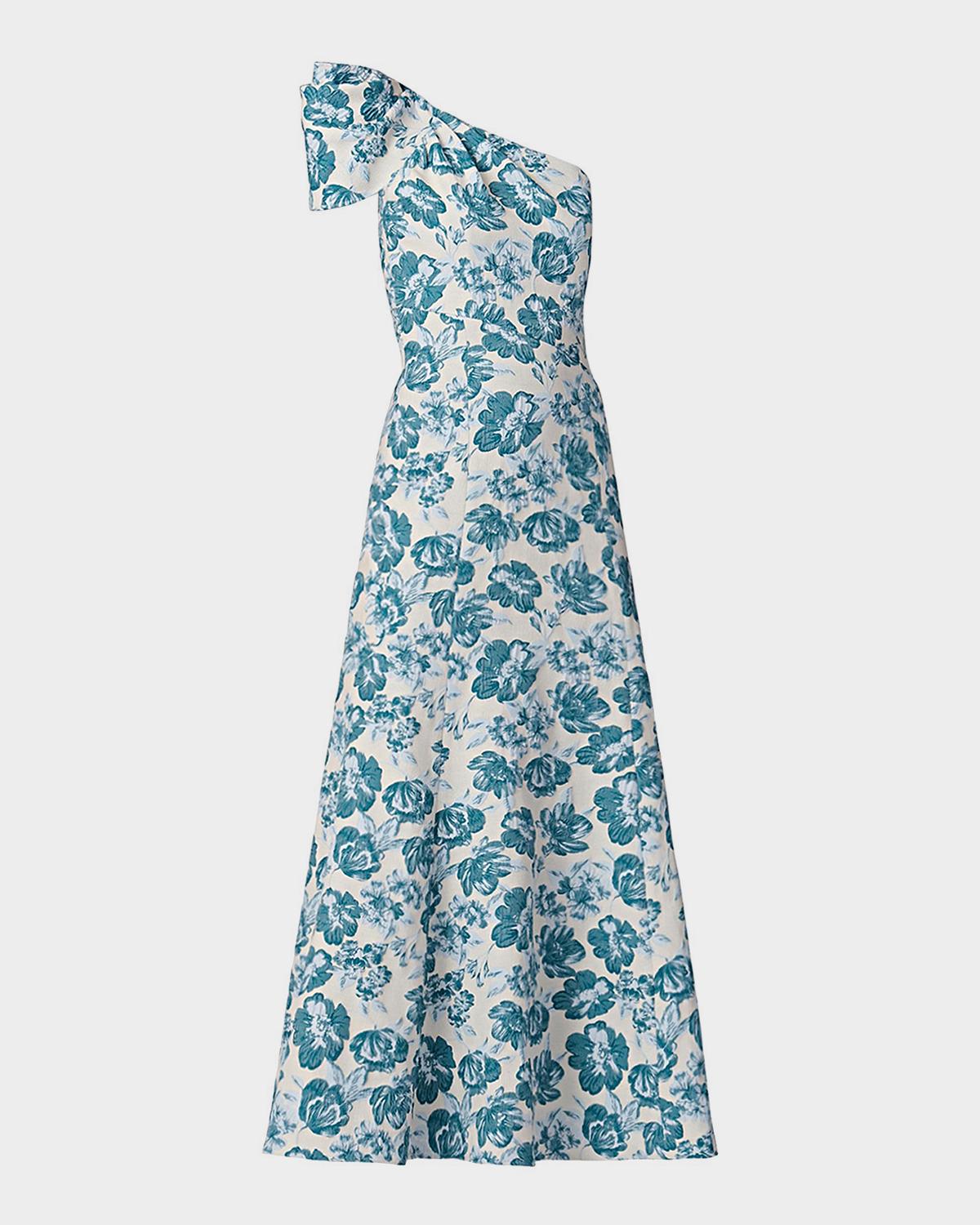 Shoshanna Lolla One-Shoulder Floral Jacquard Maxi Dress