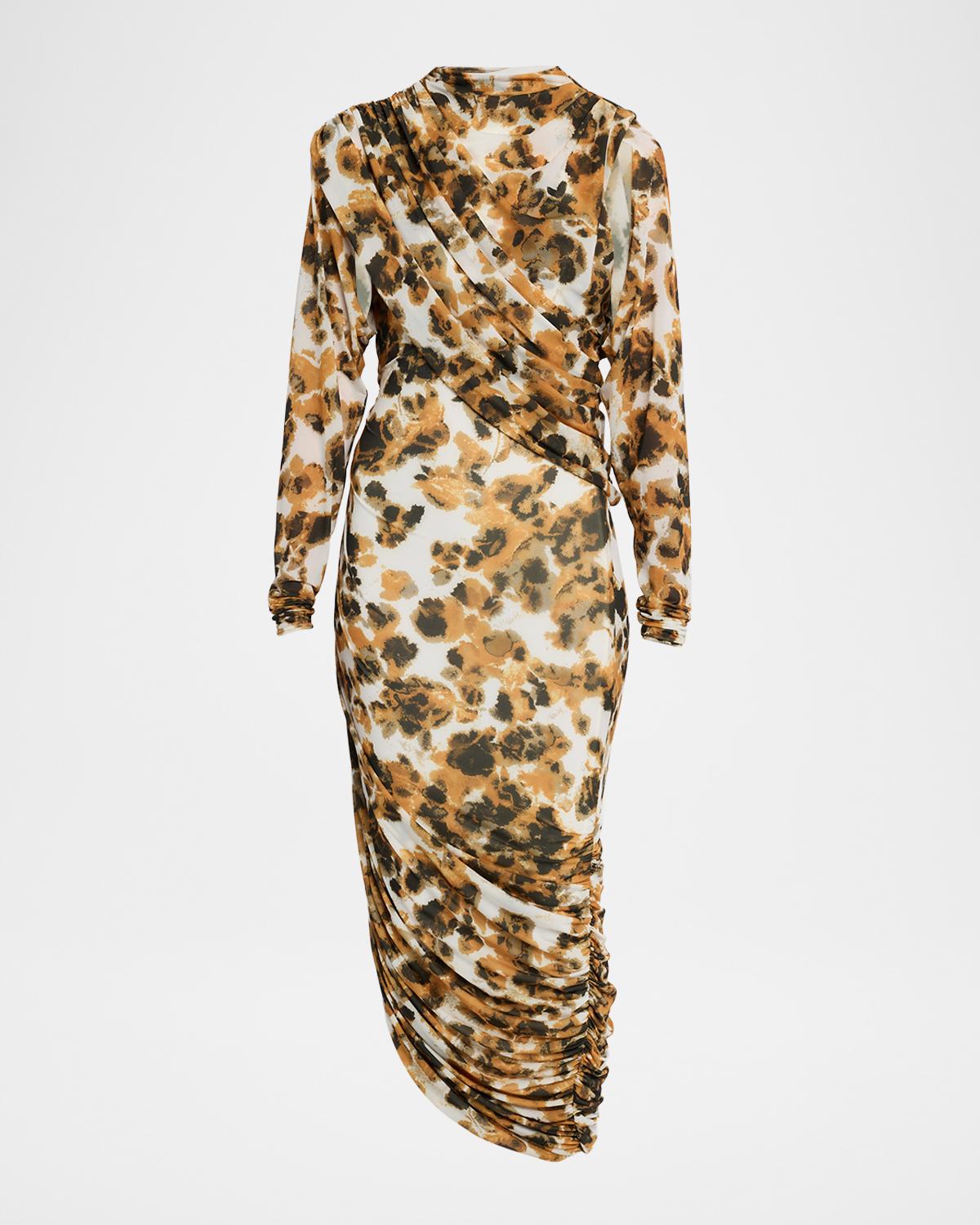 Et Ochs Lucien Draped Abstract-Print Midi Dress