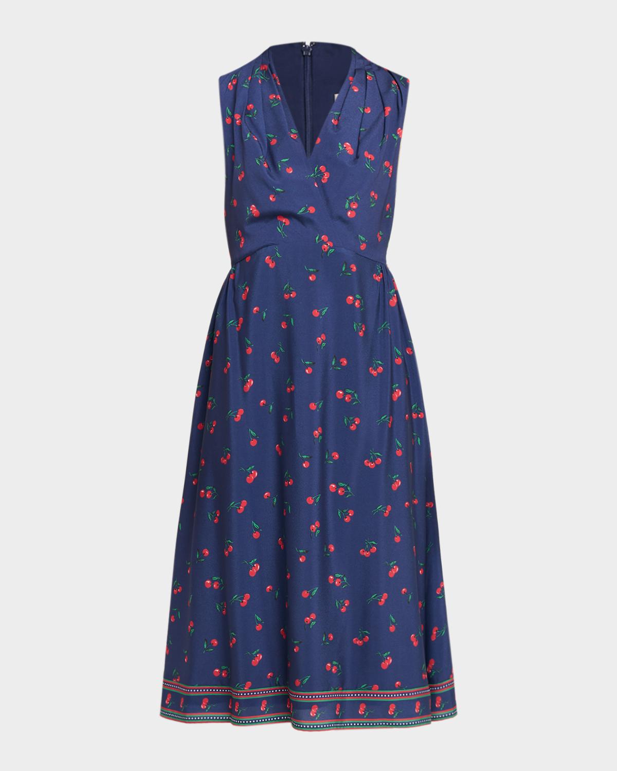 Shoshanna Thorton Cherry-Print Crepe De Chine Midi Dress