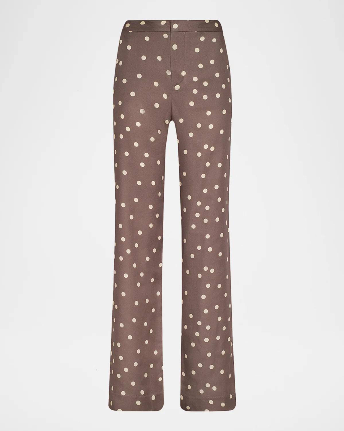 L & Apos;agence Polka-dot Straight-leg Trousers In Cardamom