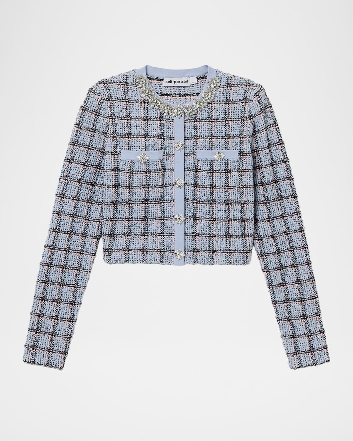Self-Portrait Check Knit Cardigan