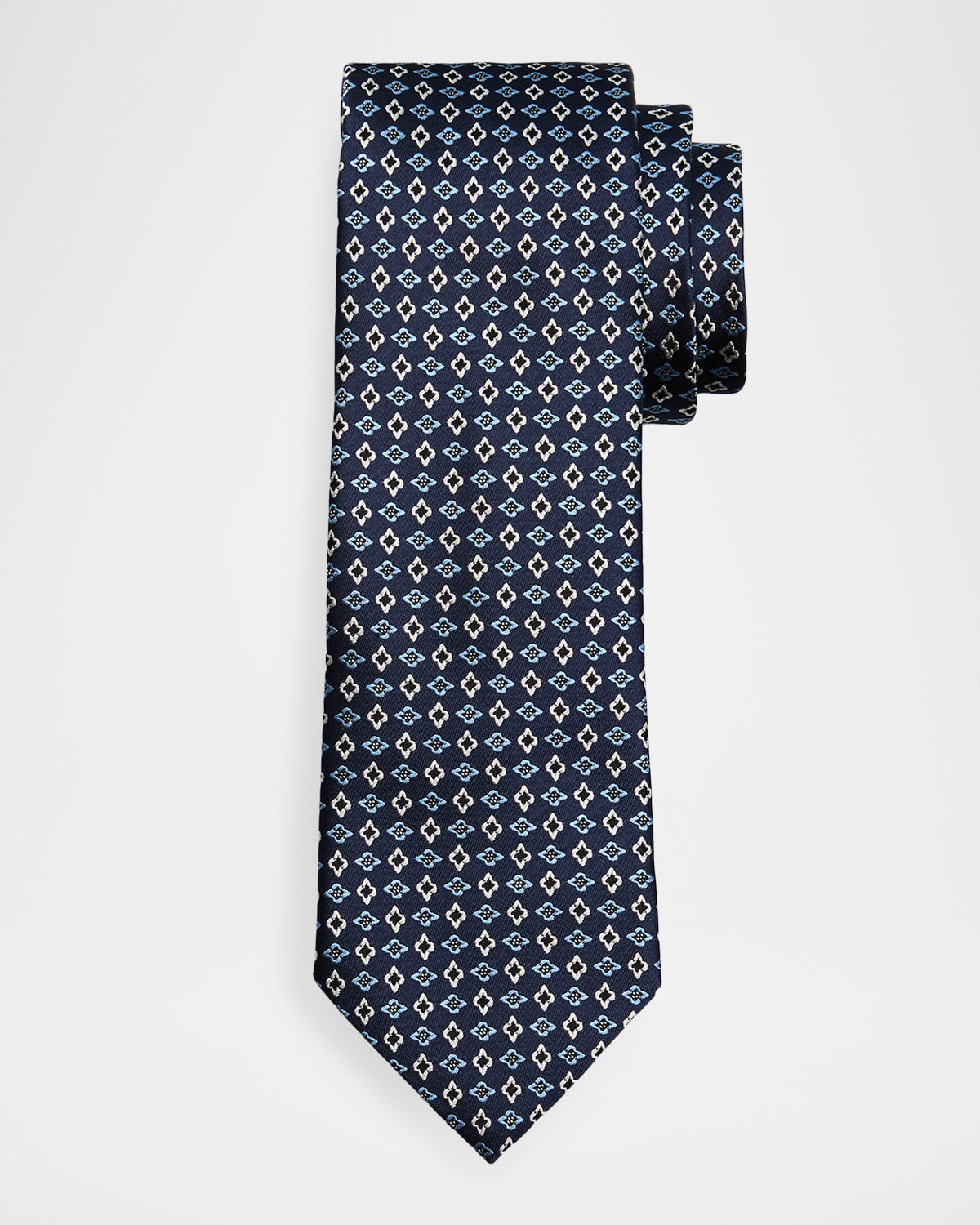 ZEGNA Men 's Floral Geometric Silk Jacquard Tie