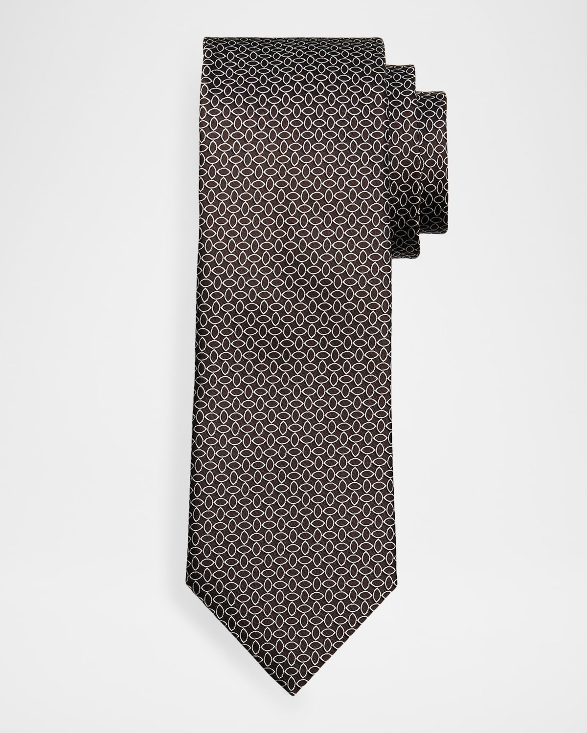 ZEGNA Men 's Geometric Oval Silk Jacquard Tie