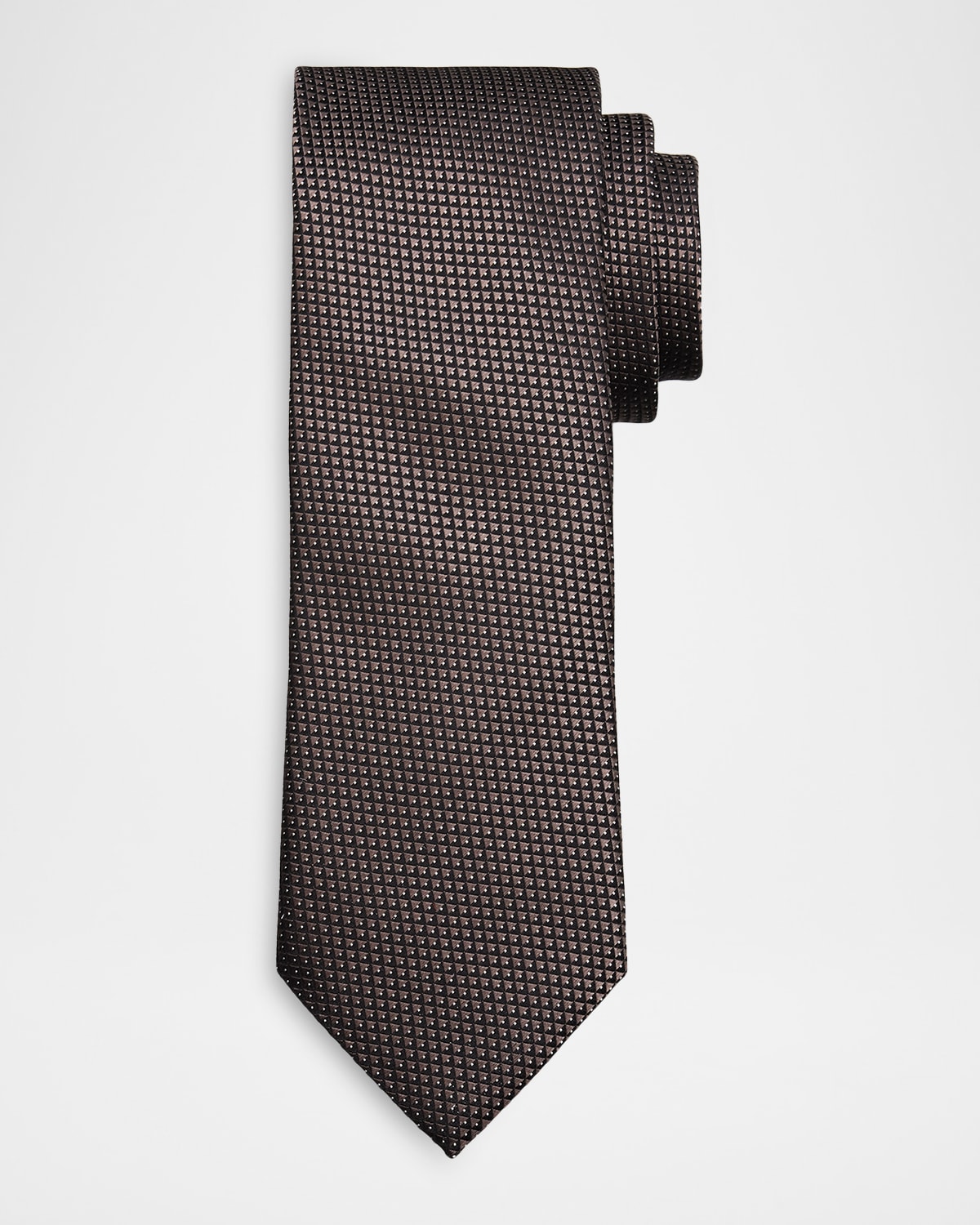 ZEGNA Men 's Micro-Geometric Silk Jacquard Tie