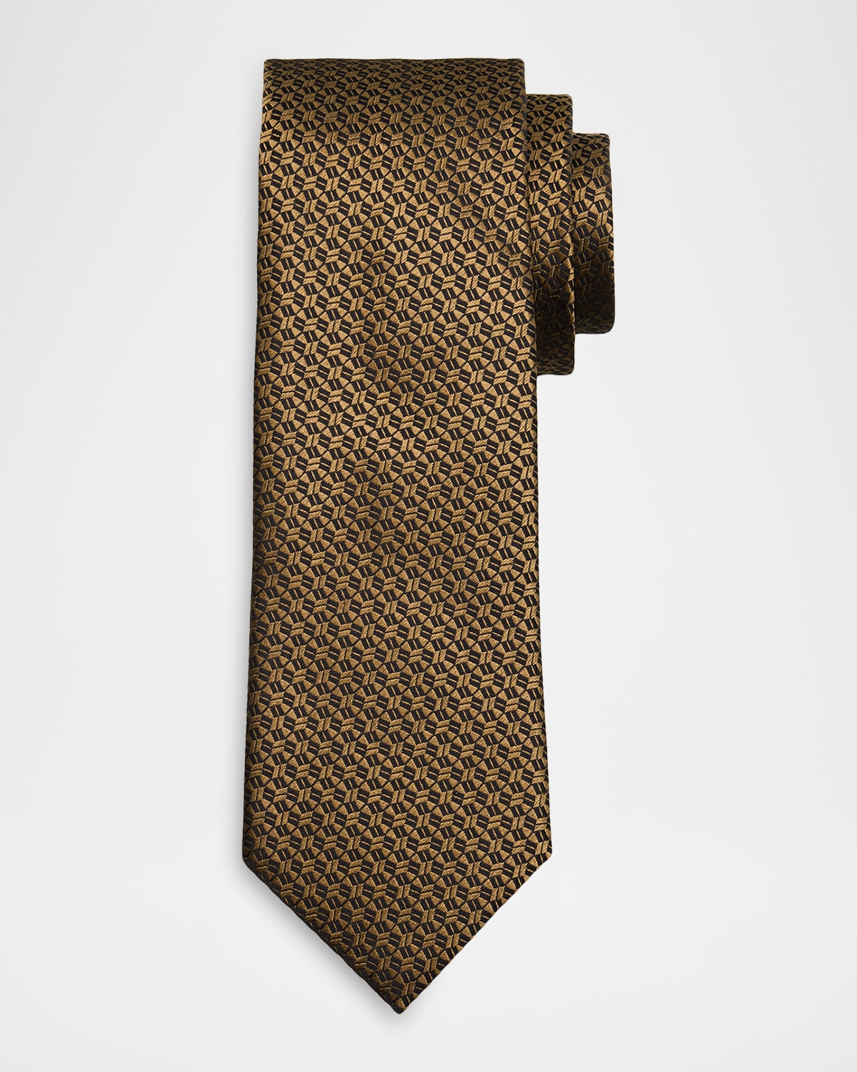 ZEGNA Men 's Geometric Jacquard Silk Tie