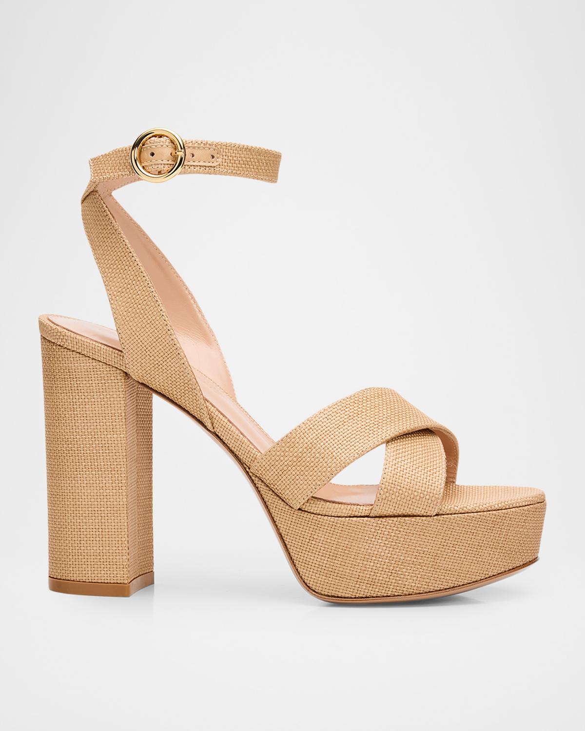 Gianvito Rossi 70mm Raffia Platform Sandals