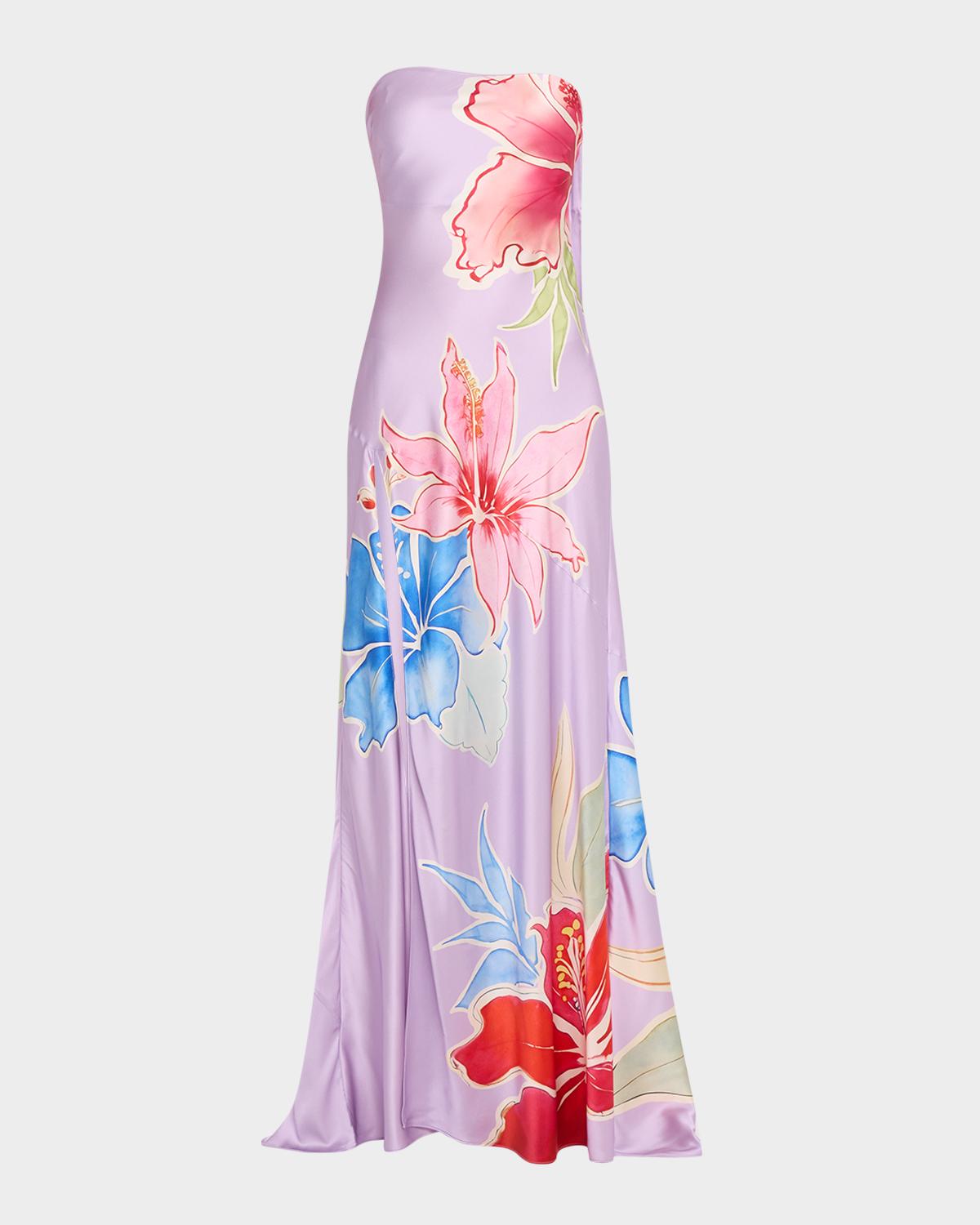 Retrofête Tizzy Floral Strapless Silk Gown