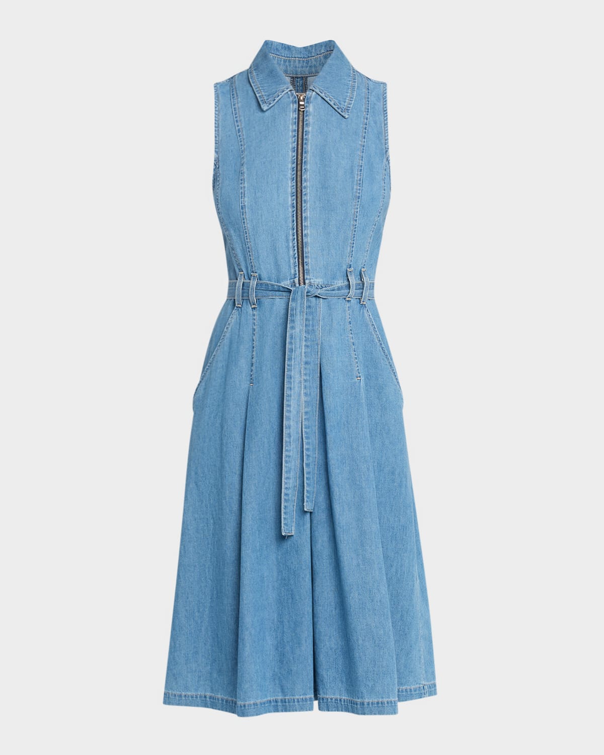L & Apos;agence Kieran Belted Denim Shirtdress In Blue