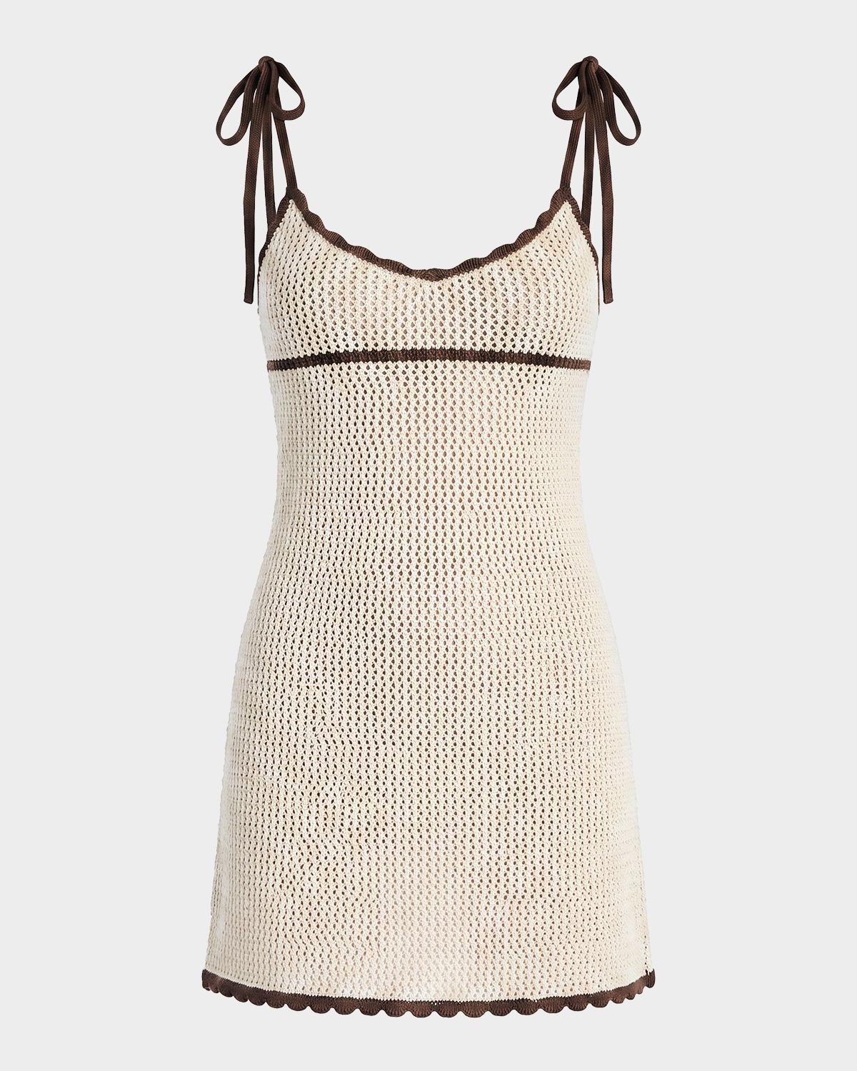 SEROYA Malkie Crochet Tie-Strap Mini Dress