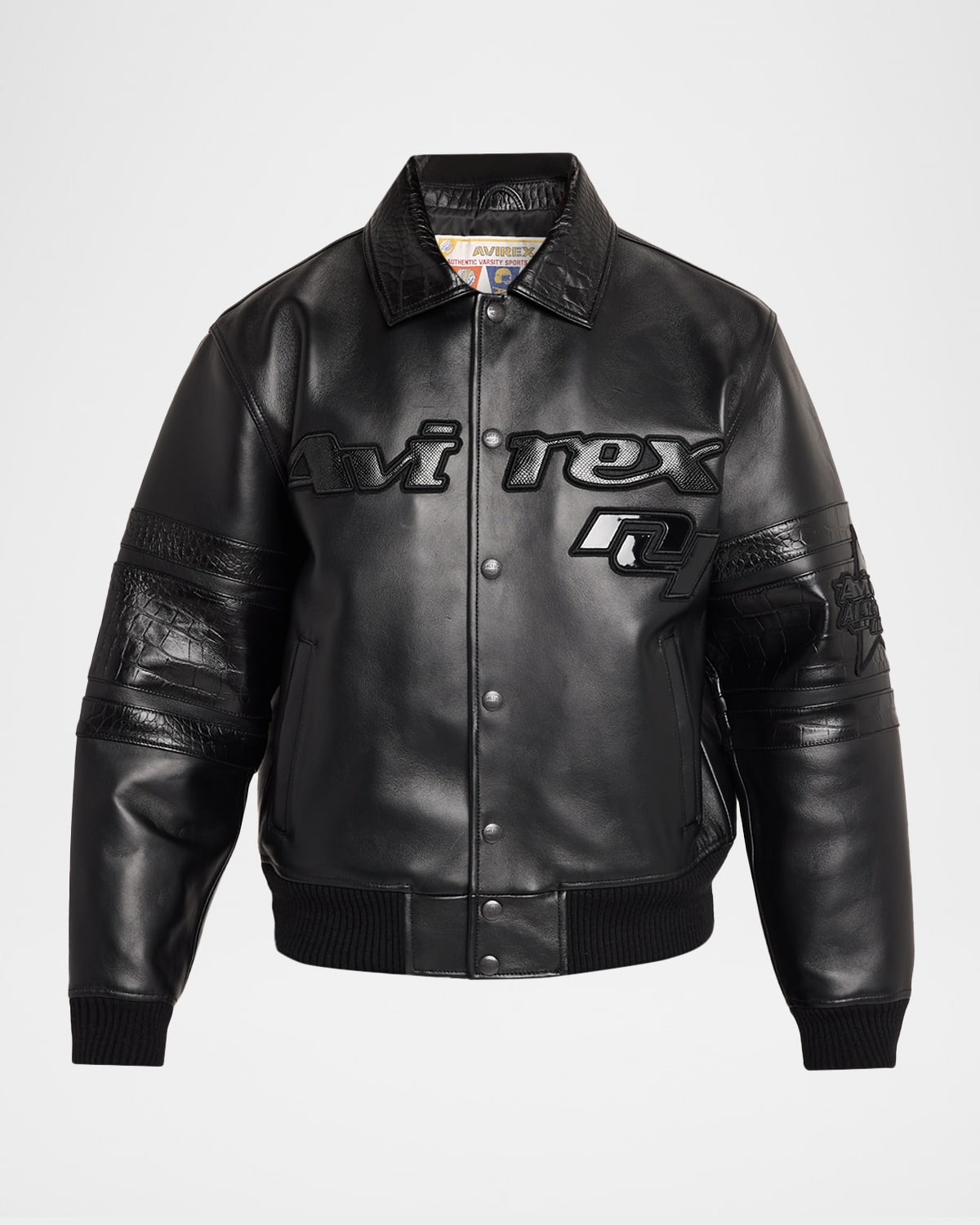 Men & apos;s Legends Leather Croc-Effect Trim Bomber Jacket