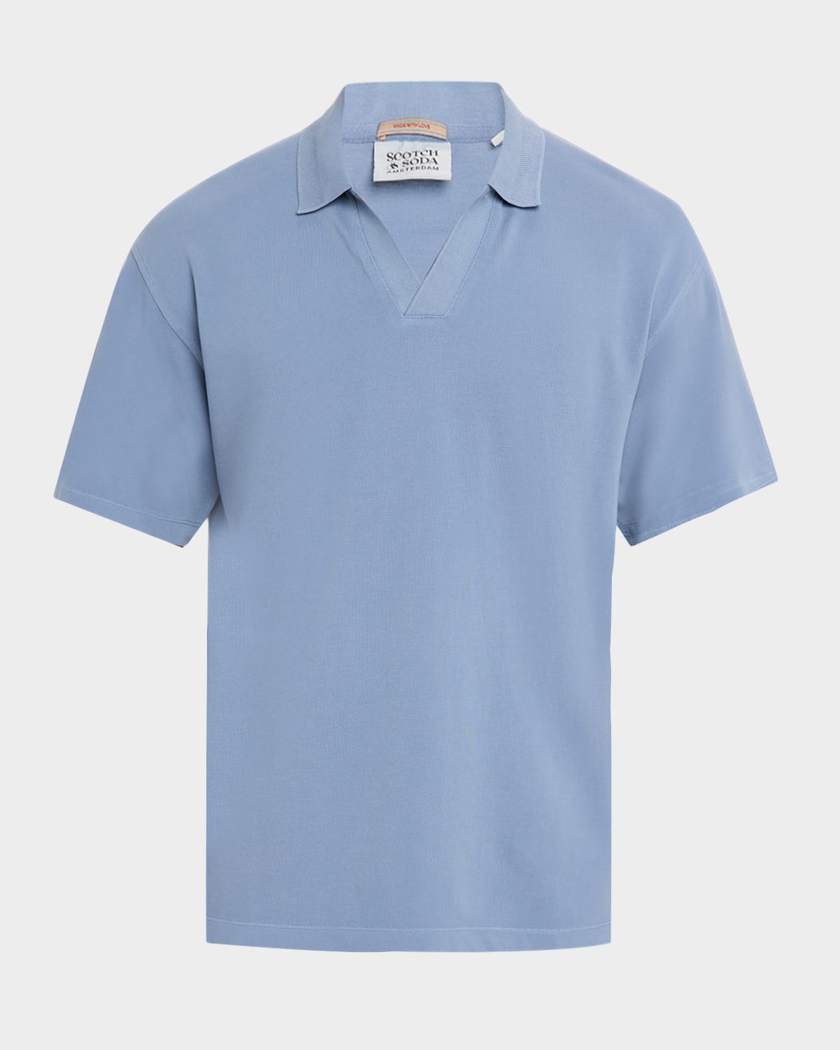 Scotch & Soda Men 's Cotton Johnny Collar Polo Shirt