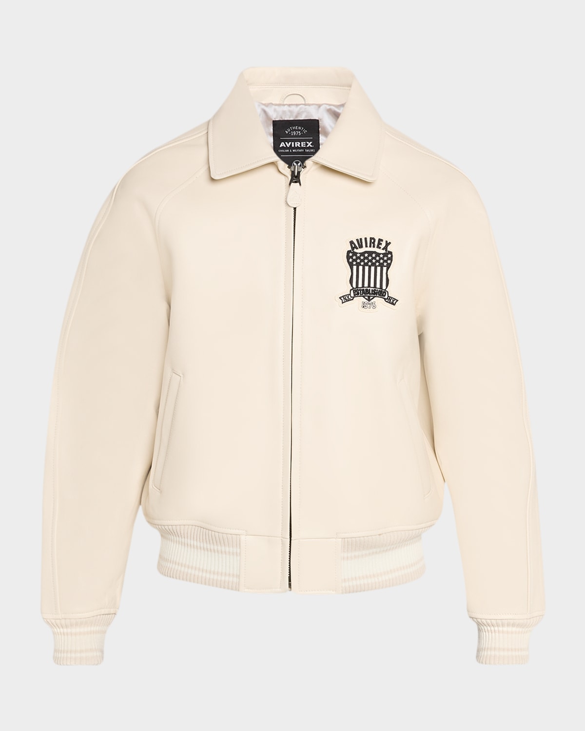 Avirex Men & Apos;s Tofu Leather Bomber Jacket In White