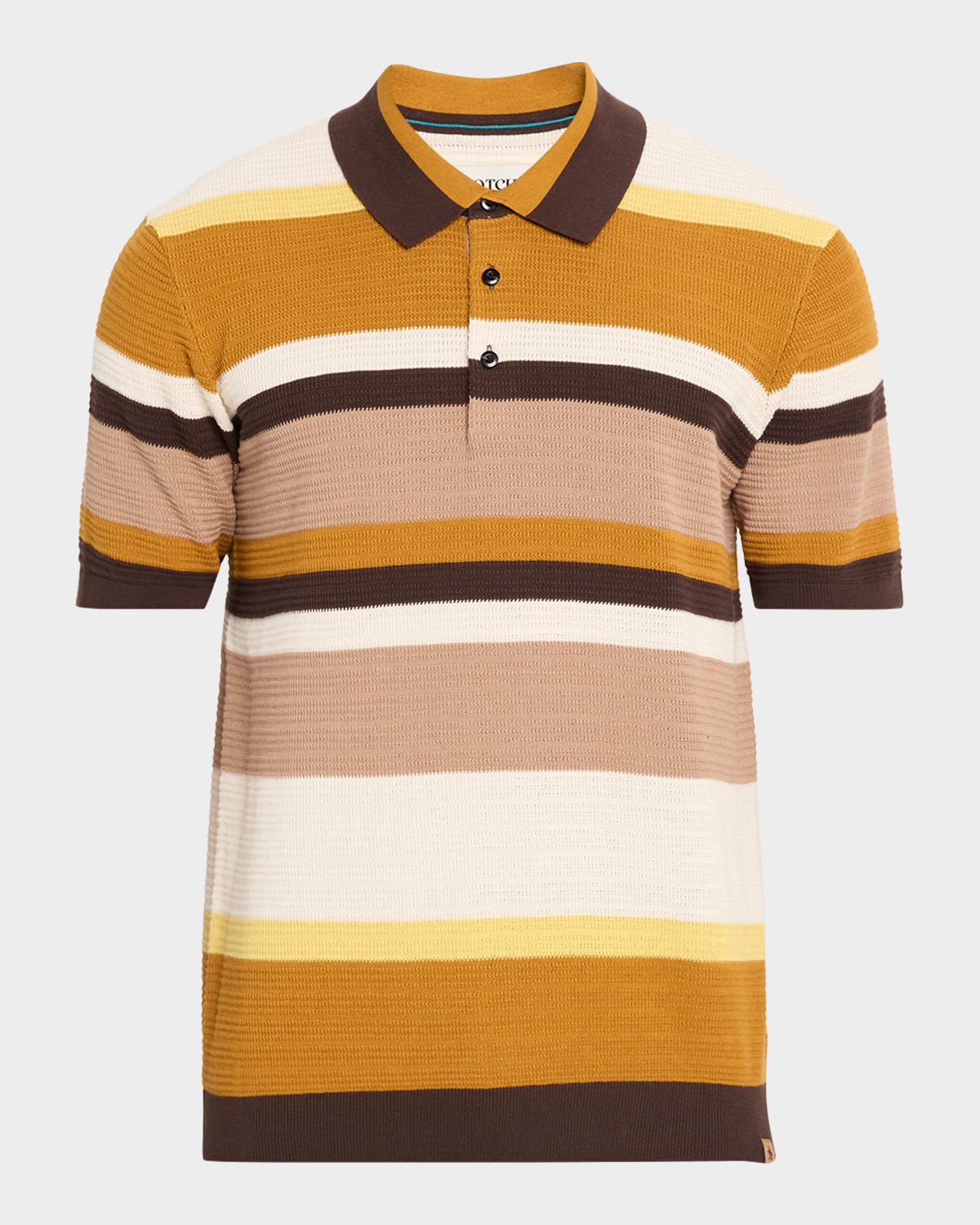 Scotch & Soda Men 's Stripe Textured-Knit Cotton Polo Sweater