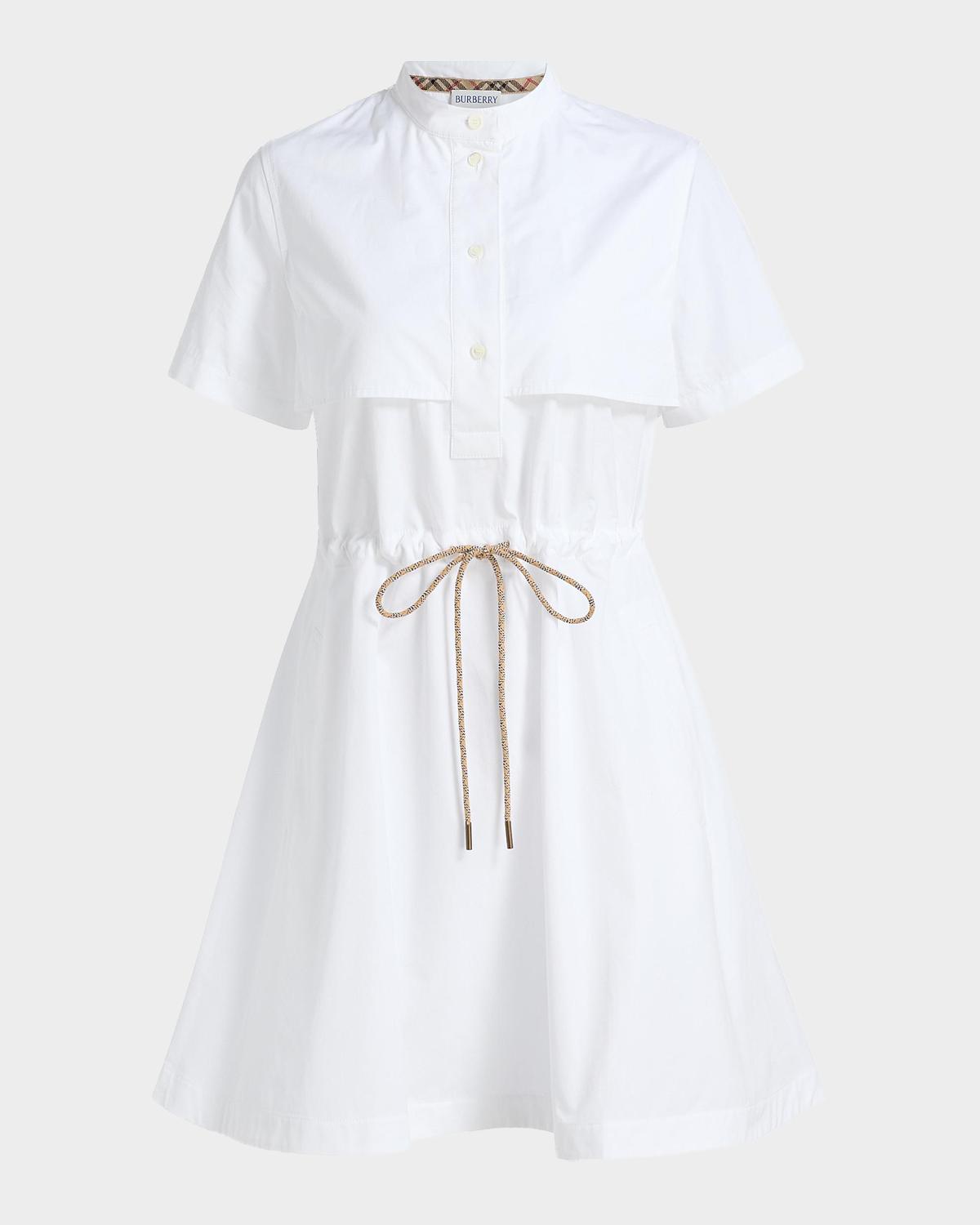 Burberry Isotta Drawstring Short-Sleeve Mini Shirtdress
