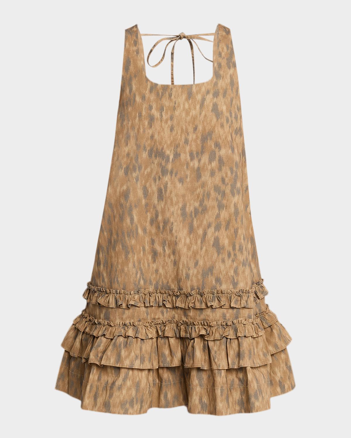 Ganni Printed Stretch-Cotton Mini Shift Dress