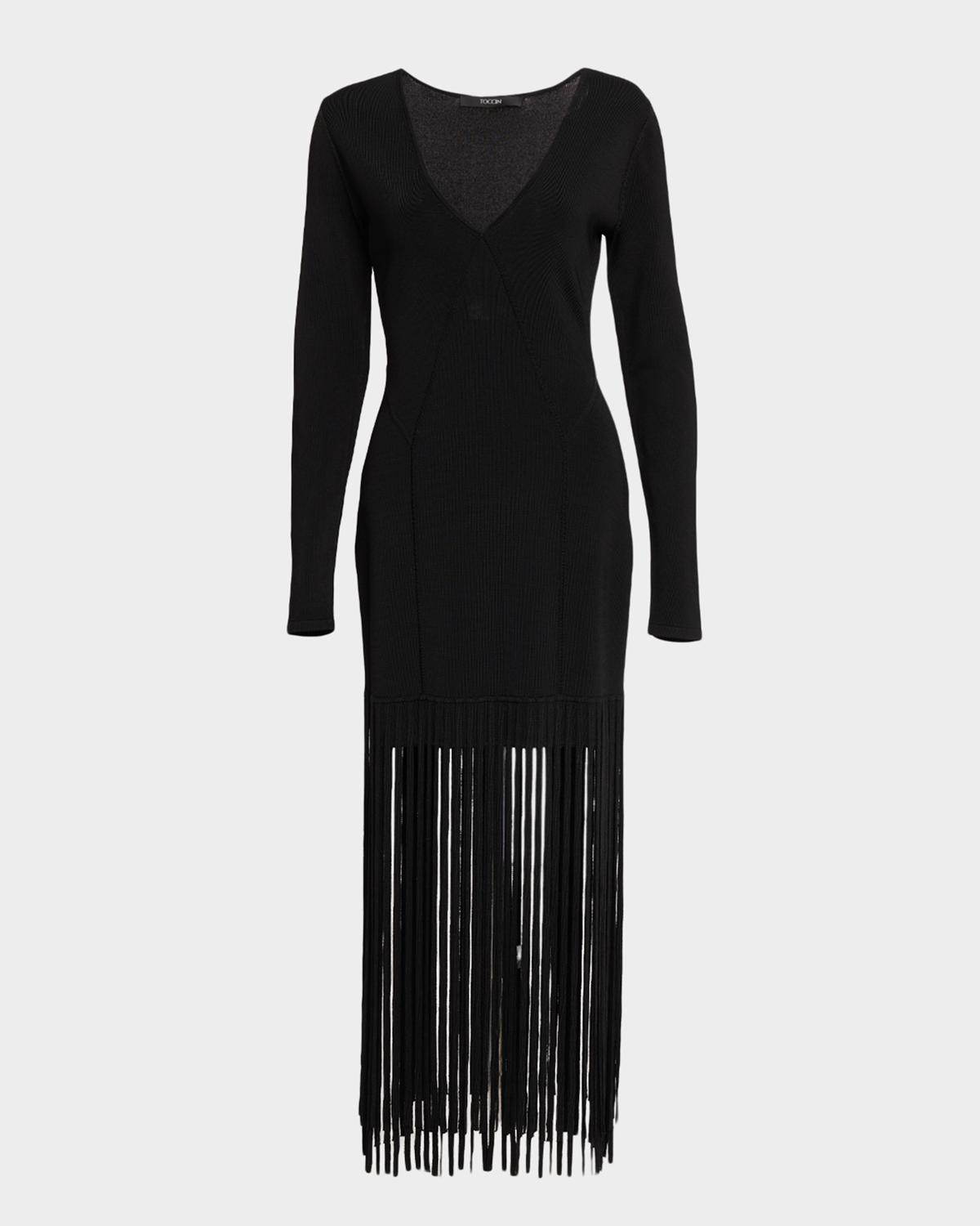 Toccin Evelina Long-Sleeve Fringe Dress