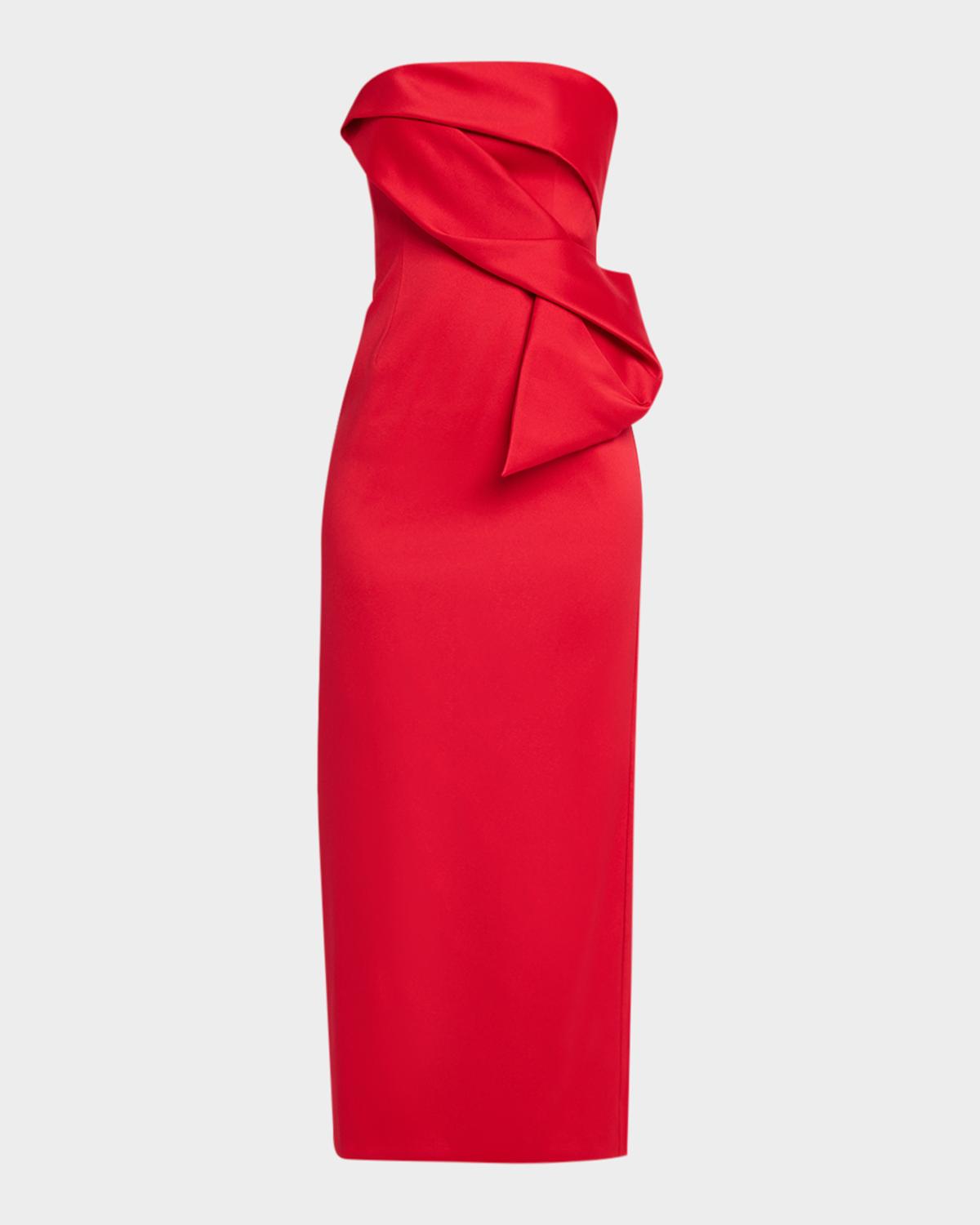 Aidan Mattox Strapless Stretch Mikado Midi Dress