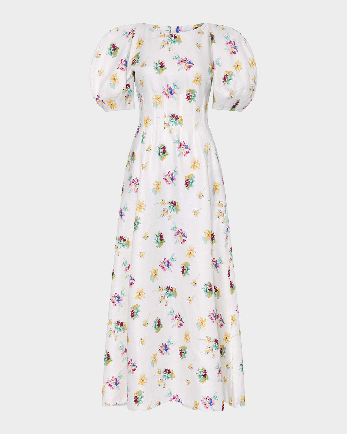 Gabriela Hearst Ranya Puff-Sleeve Mia 's Flowers-Print Linen Maxi Dress