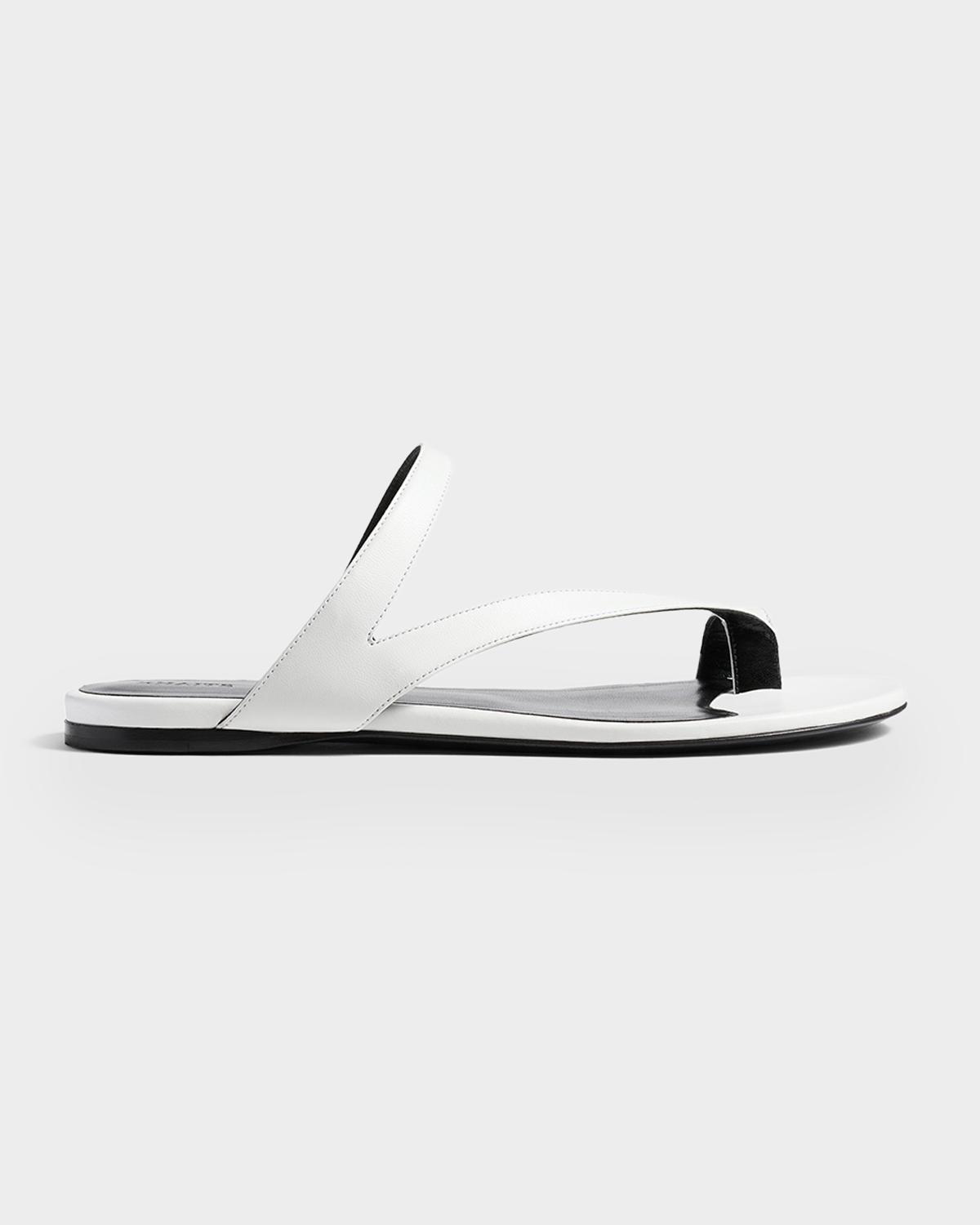 Aimee Leather Flat Toe-Ring Sandals