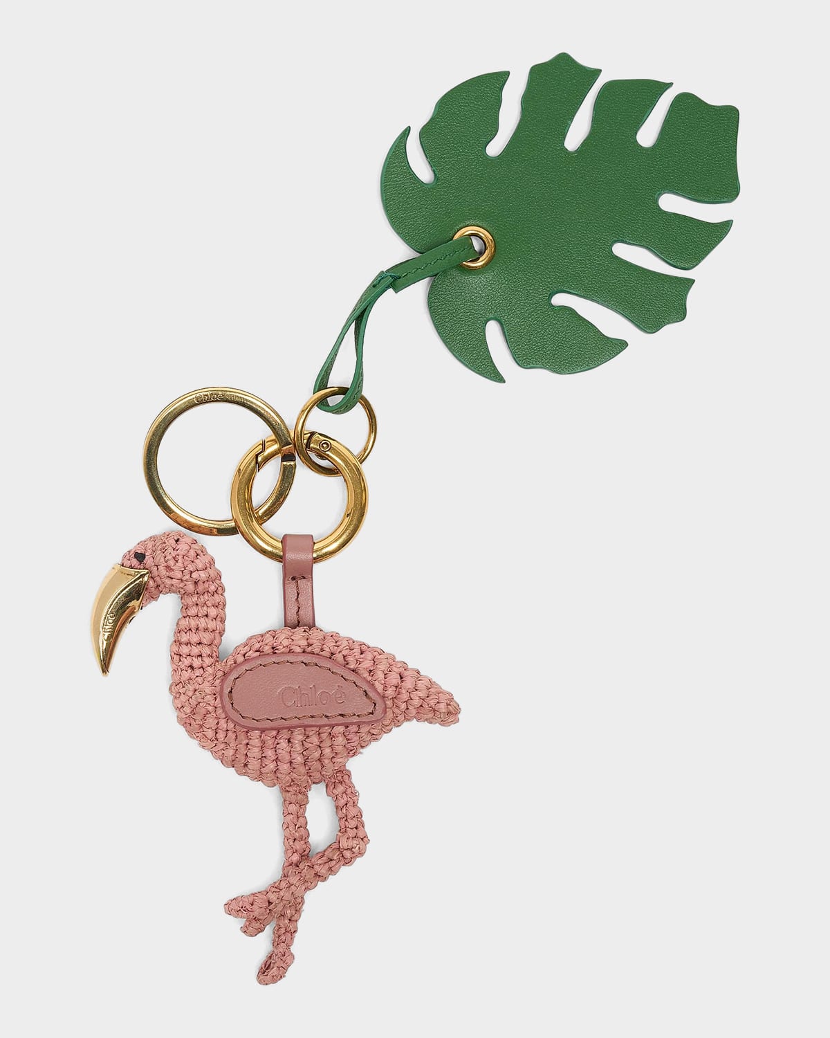 Chloe Symbols Raffia Flamingo Keychain