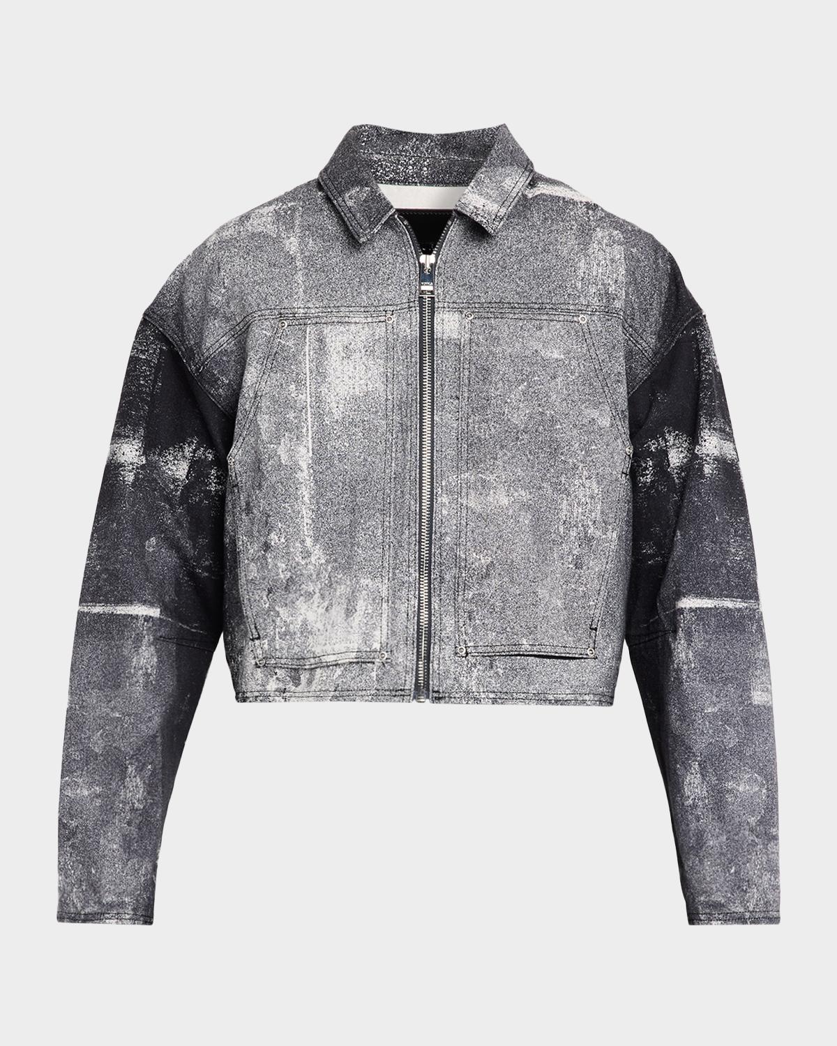 PURPLE Men's Beaded Palms Print Denim Jacket