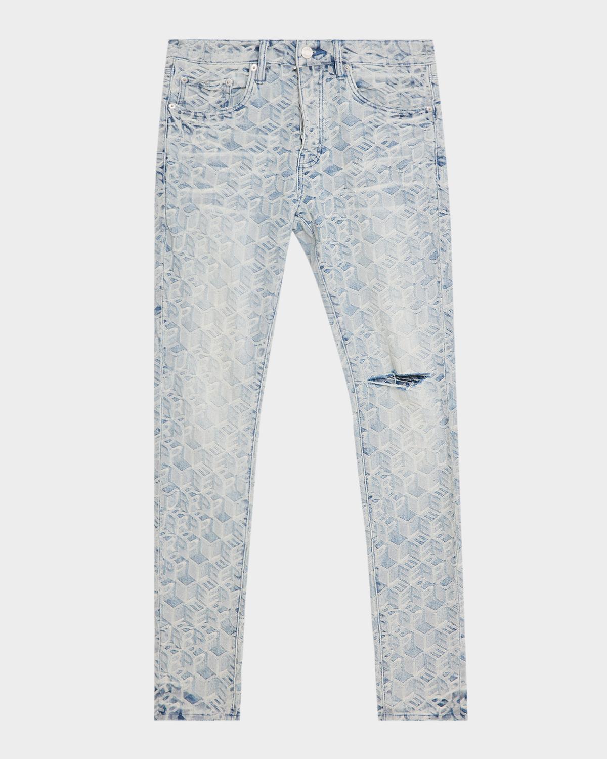 PURPLE Men's Jacquard Monogram Skinny Jeans