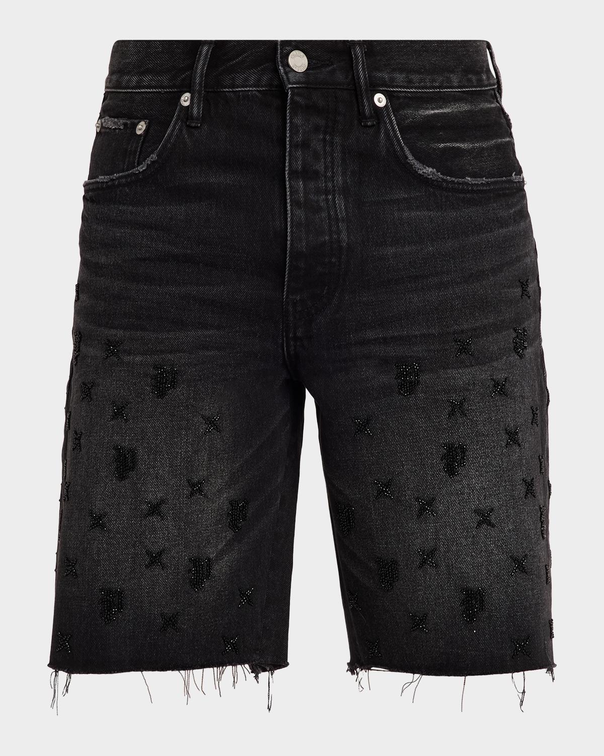 PURPLE Men's P059 Beaded Monogram Shorts