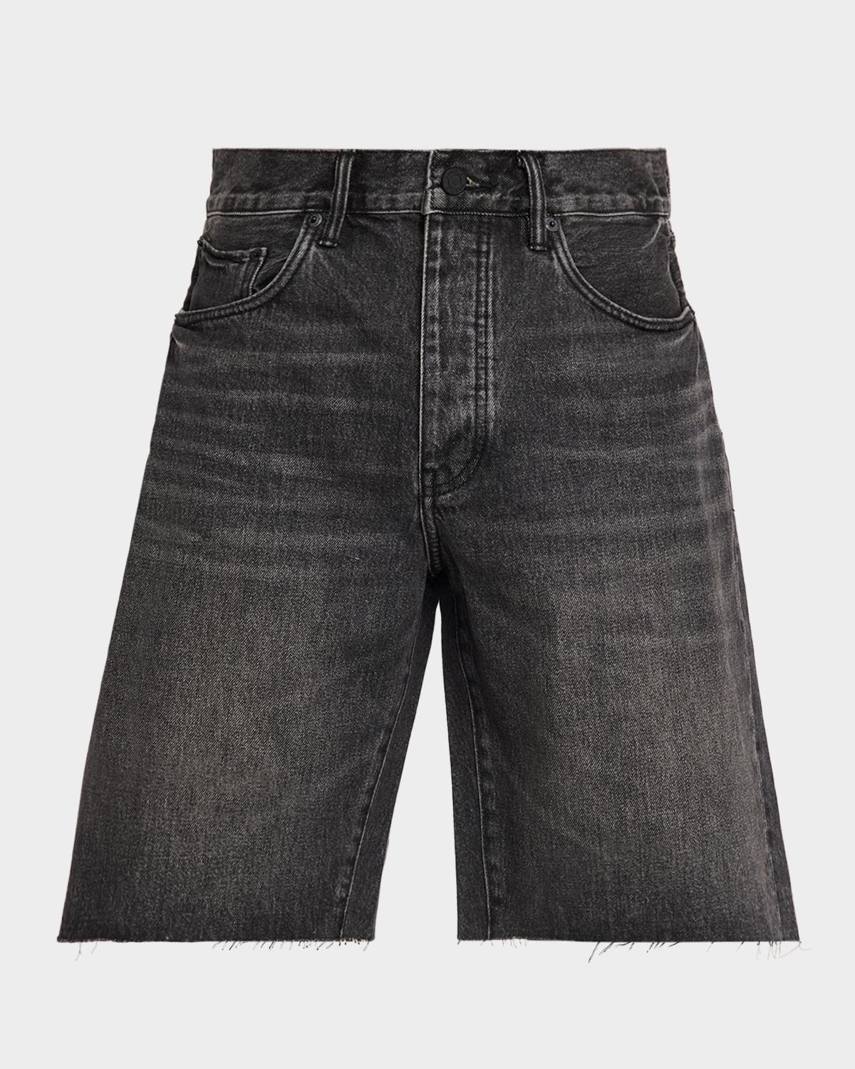 PURPLE Men's Kamari Relaxed Fit Black Denim Shorts