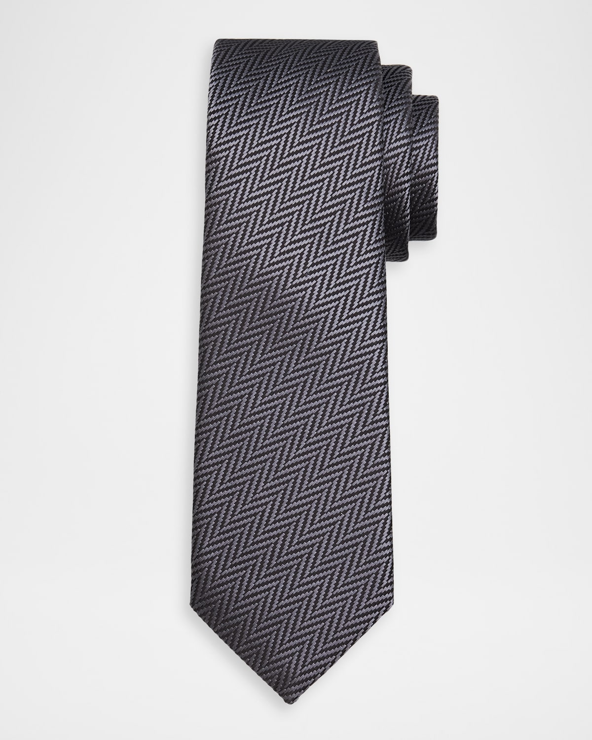 Giorgio Armani Men 's Woven-Effect Herringbone Silk Jacquard Tie