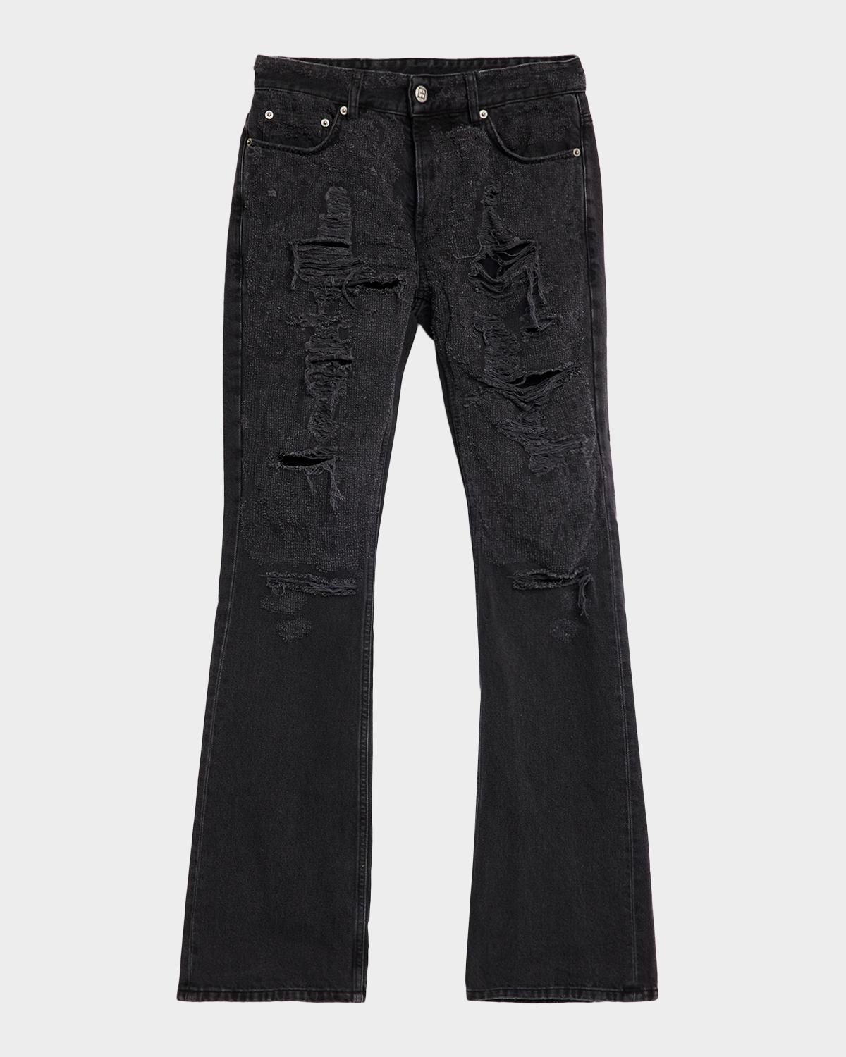 Ksubi Men's Bronko Asher Trashed Distressed Bootcut Jeans