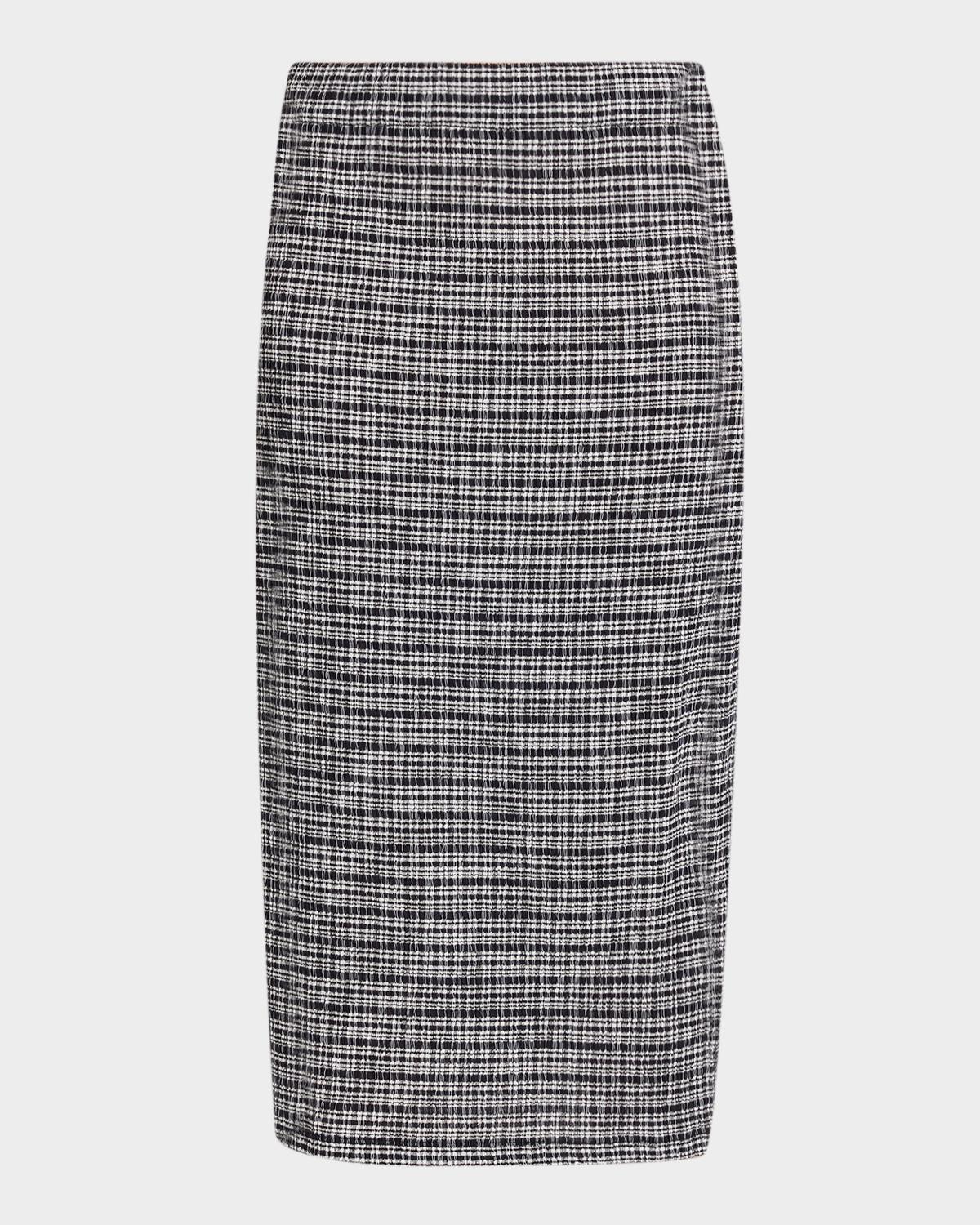 Plaid Knit Midi Skirt