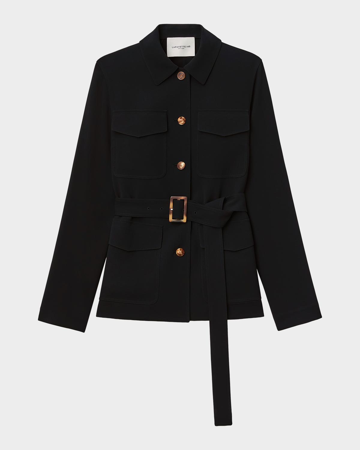 Lafayette 148 New York Belted Finesse Crepe Shirt Jacket