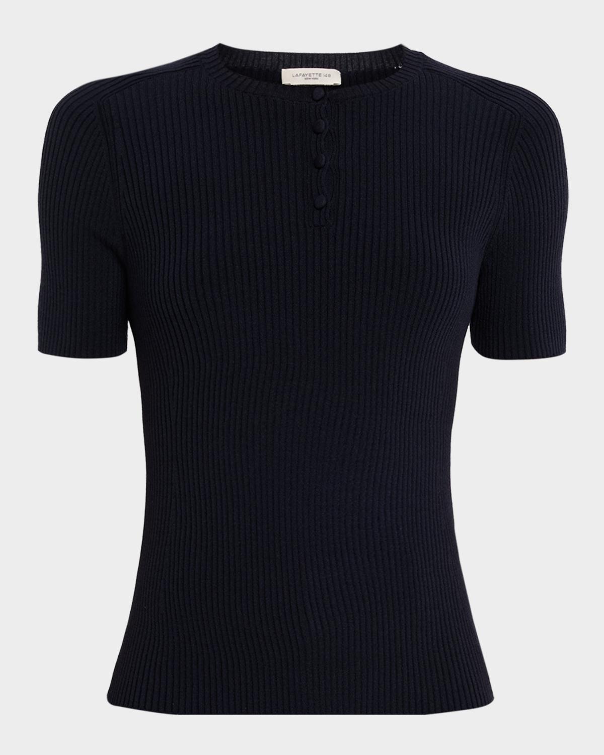 Lafayette 148 New York Slim-Fit Rib Knit Cotton Sweater