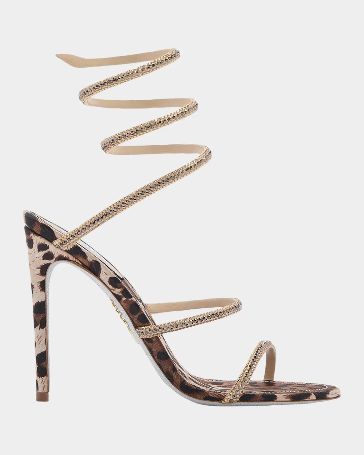 Rene Caovilla Cleo Animalier 105MM Satin Sandals