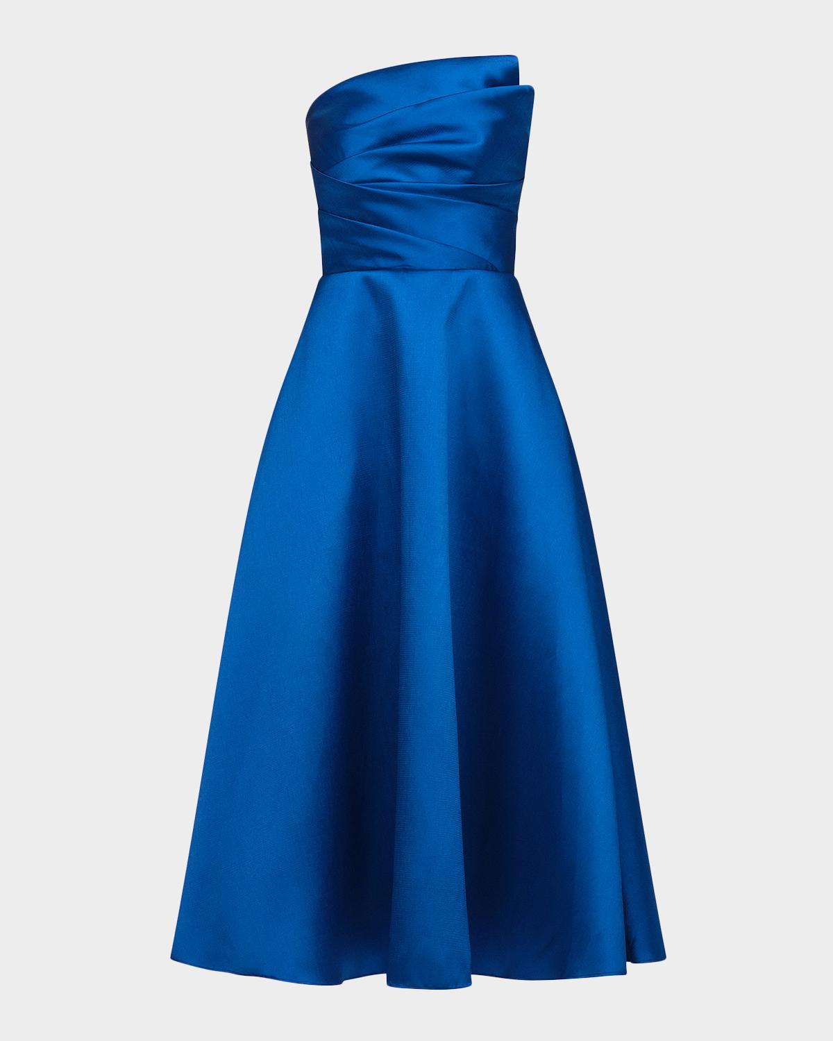 Theia Salem Pleated Strapless Cocktail Dress