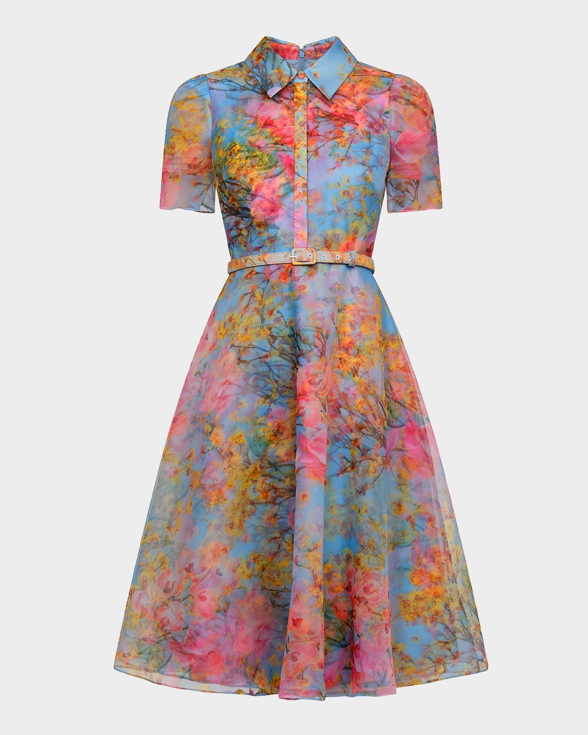 Marcel Floral-Print Organza Midi Dress