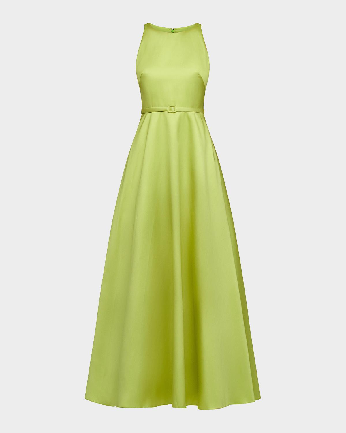 Theia Minta Sleeveless Mikado Halter Gown