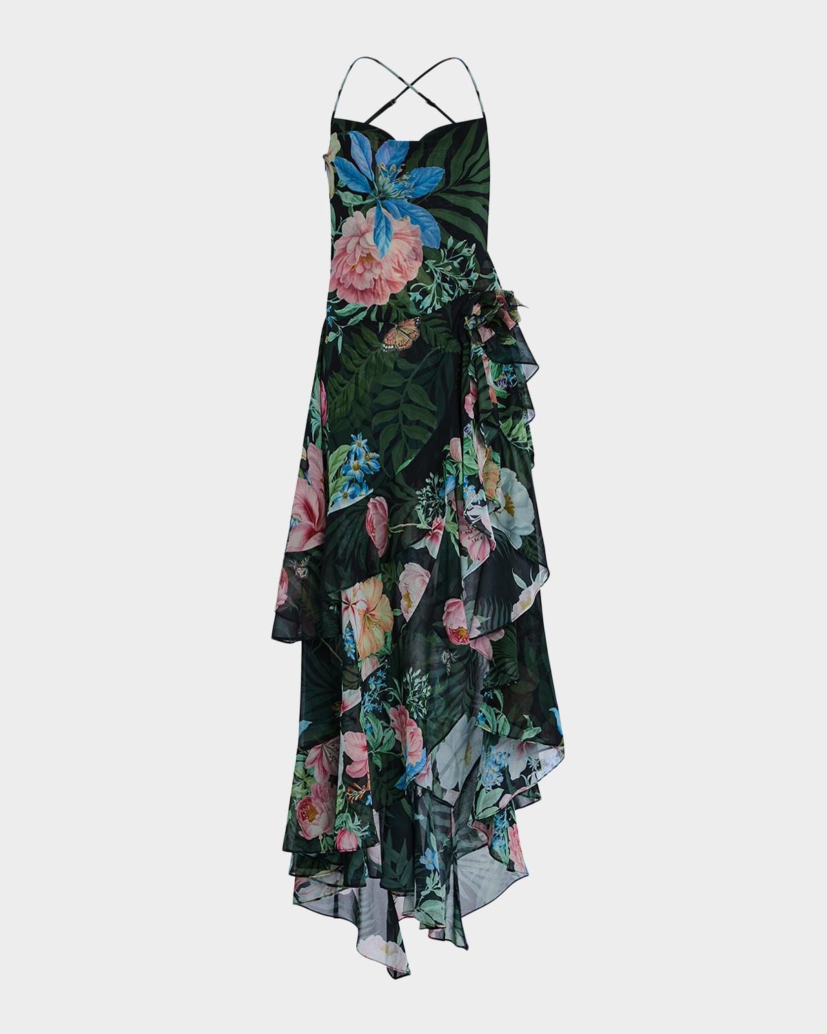 Retrofête Samara Ruffled Silk Chiffon Dress
