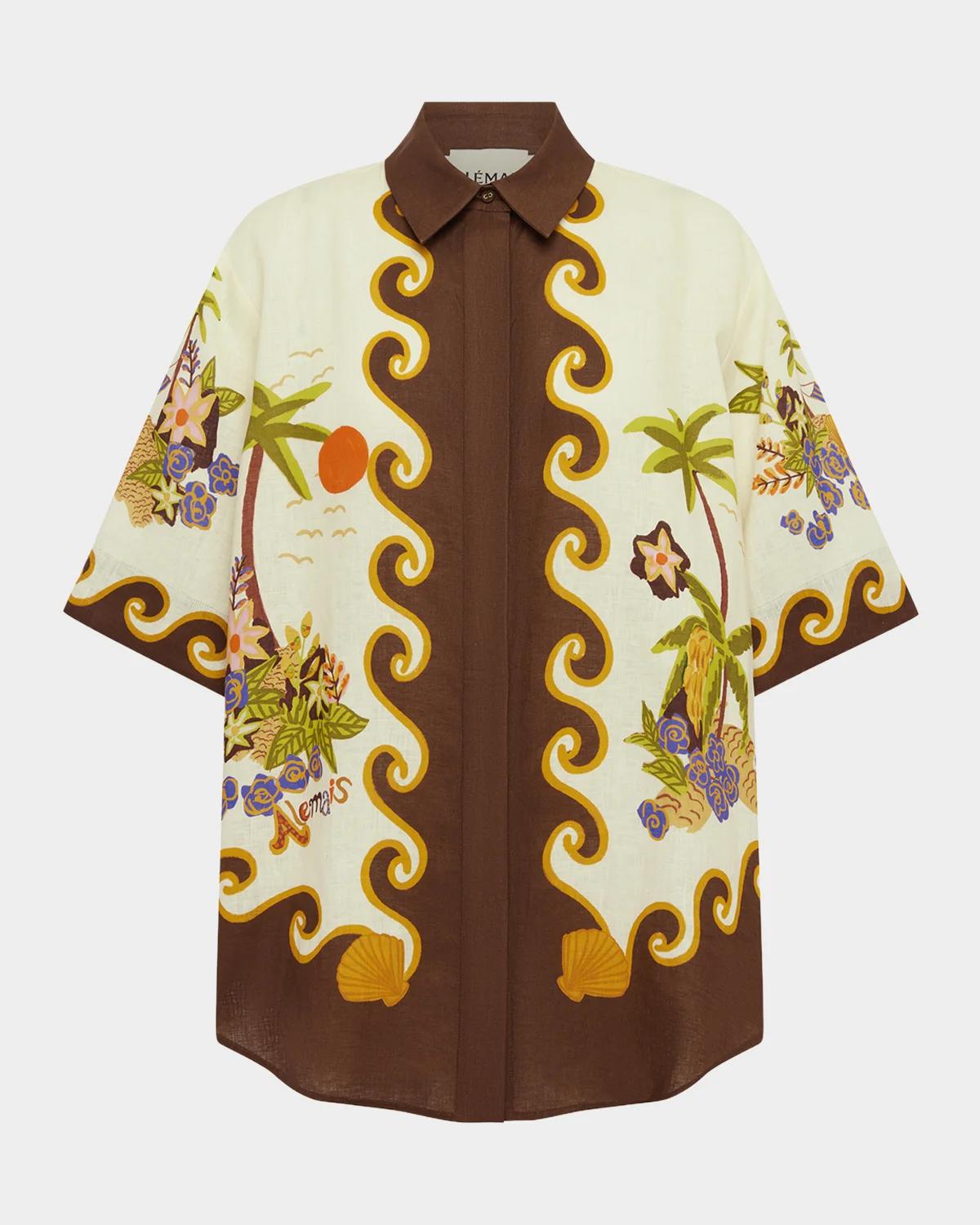 ALÉMAIS Island Cove Button-Front Linen Shirt