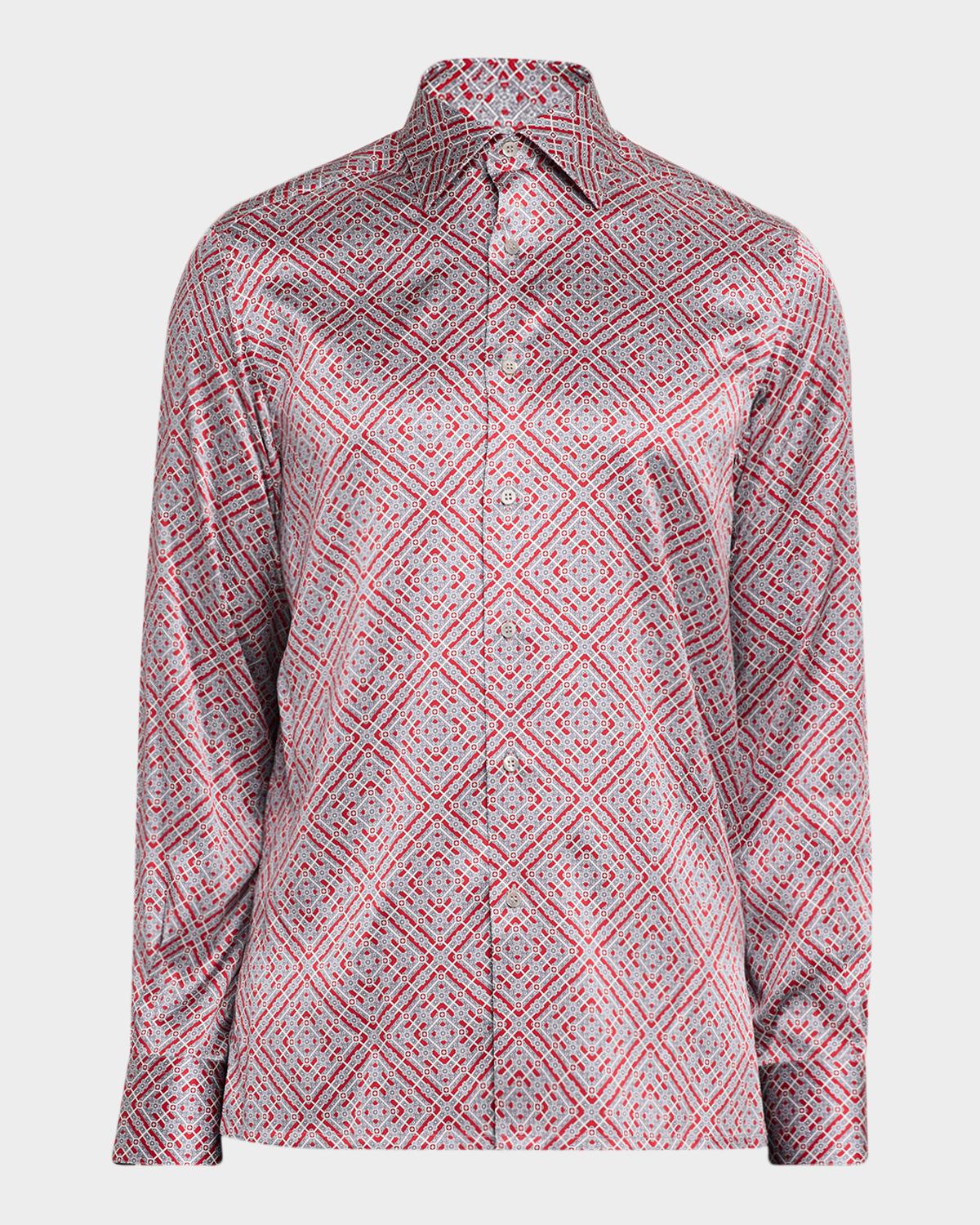 Stefano Ricci Men's Silk Geometric Classic-Fit Sport Shirt