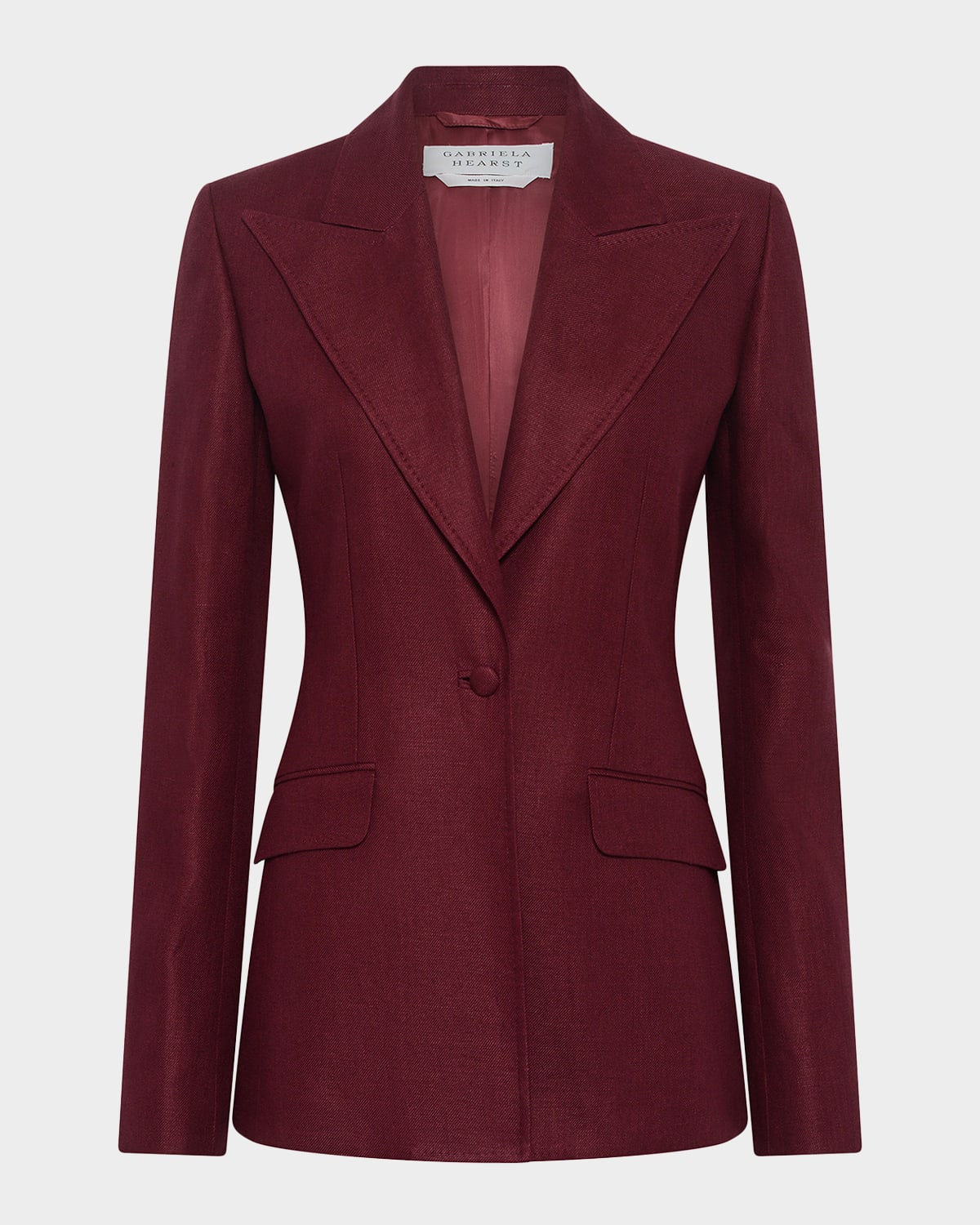 Gabriela Hearst Leiva Single-Breasted Linen Blazer Jacket