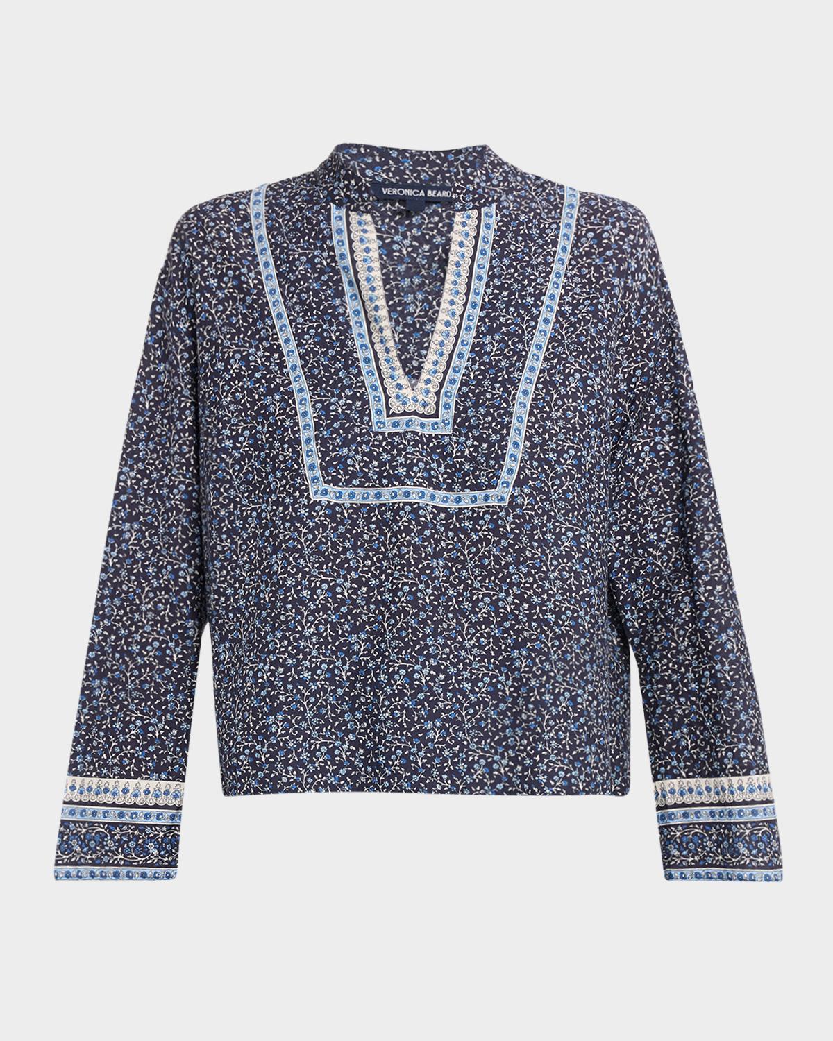Veronica Beard Cyra Floral V-Neck Blouse