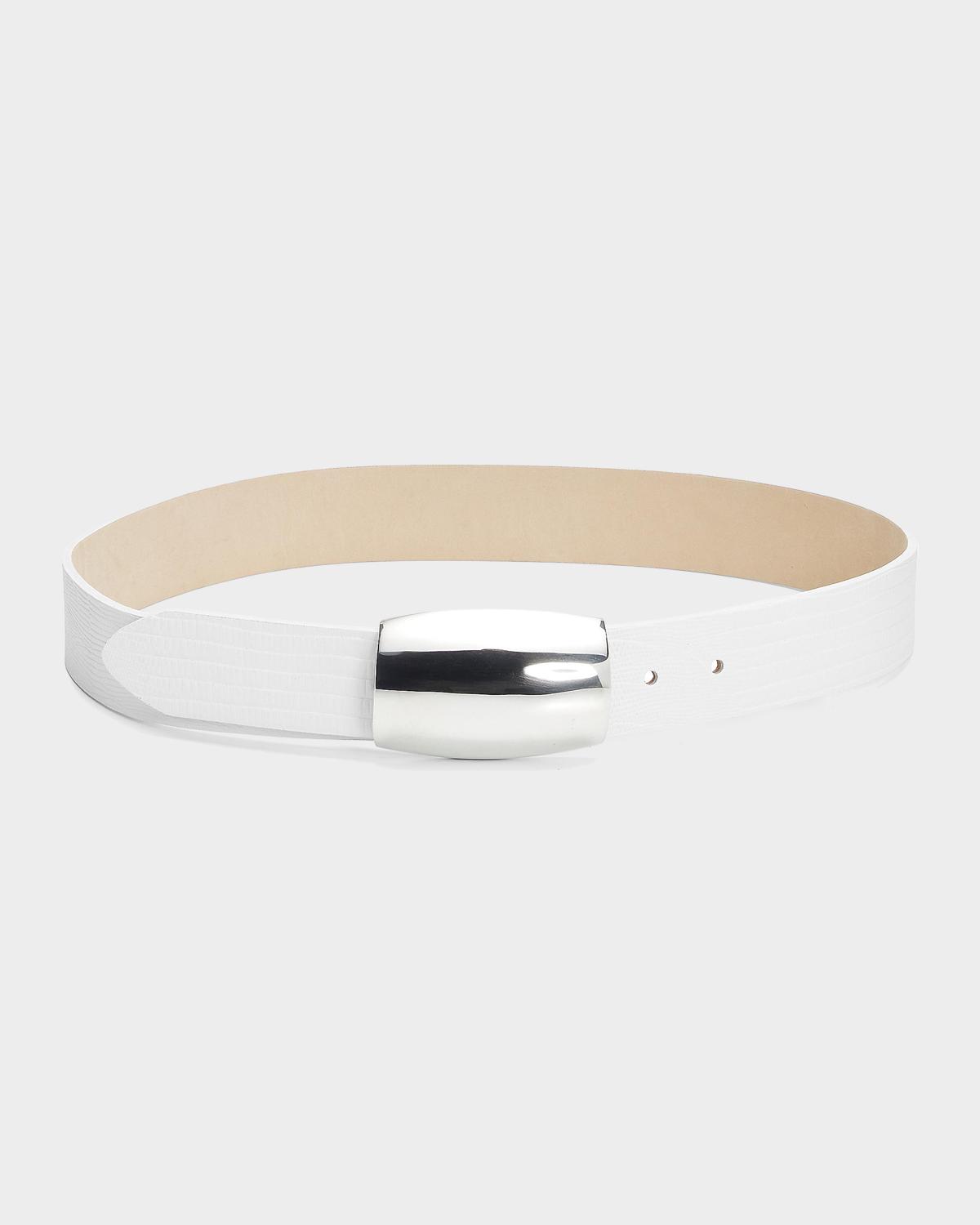 Milou Croc-Embossed Leather Belt