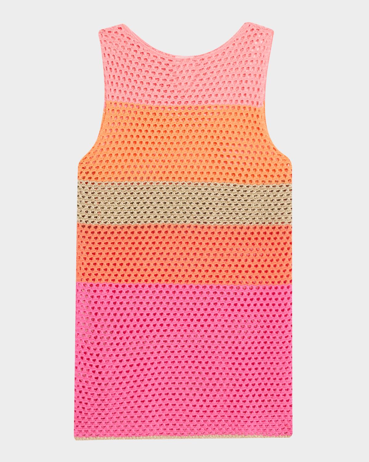 Milly Open-Knit Striped Mini Dress Coverup