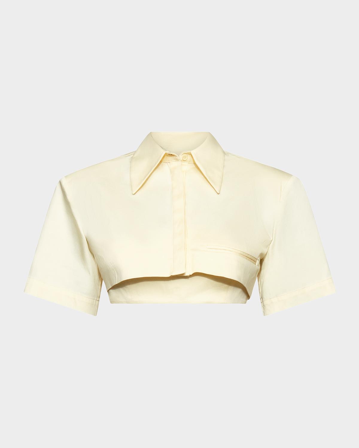 Et Ochs Calvin Button-Down Crop Top