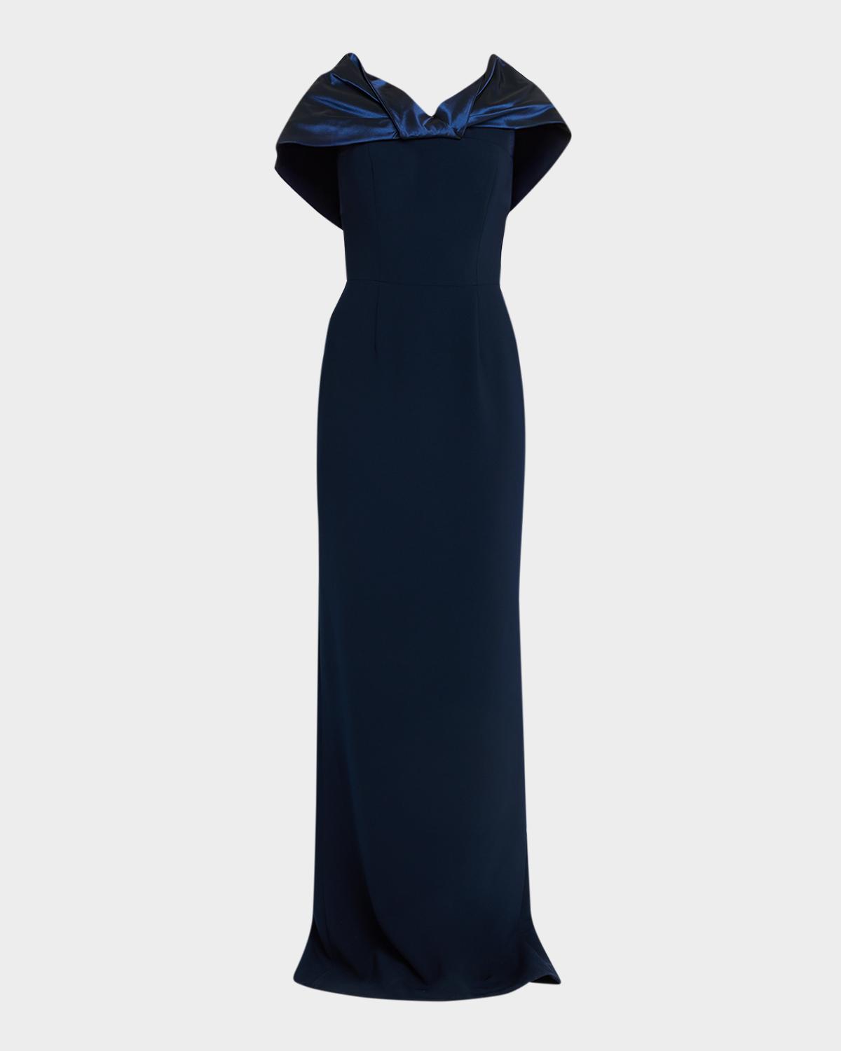 Off-Shoulder Taffeta Column Gown