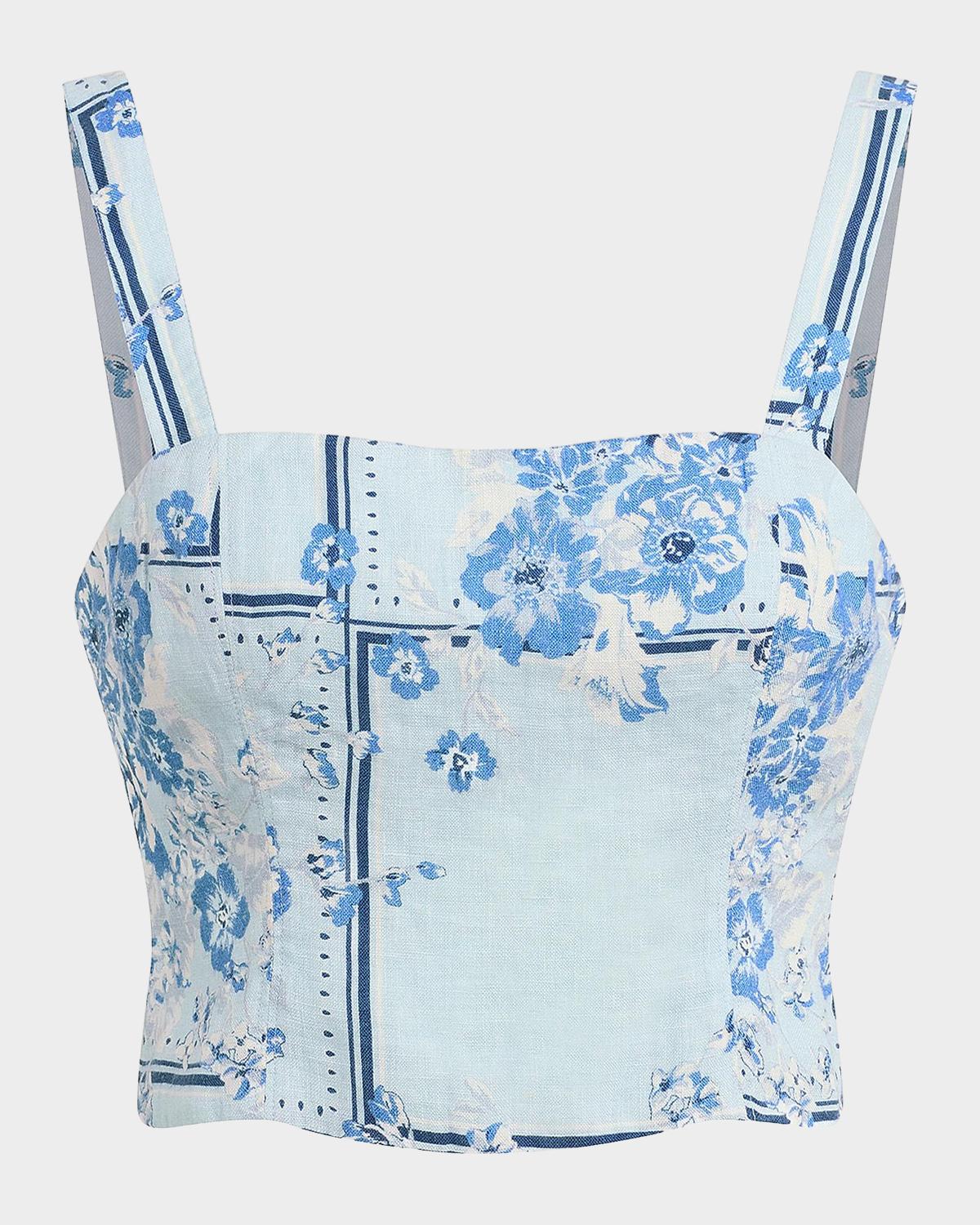 Favorite Daughter The There For You Floral Linen Crop Top