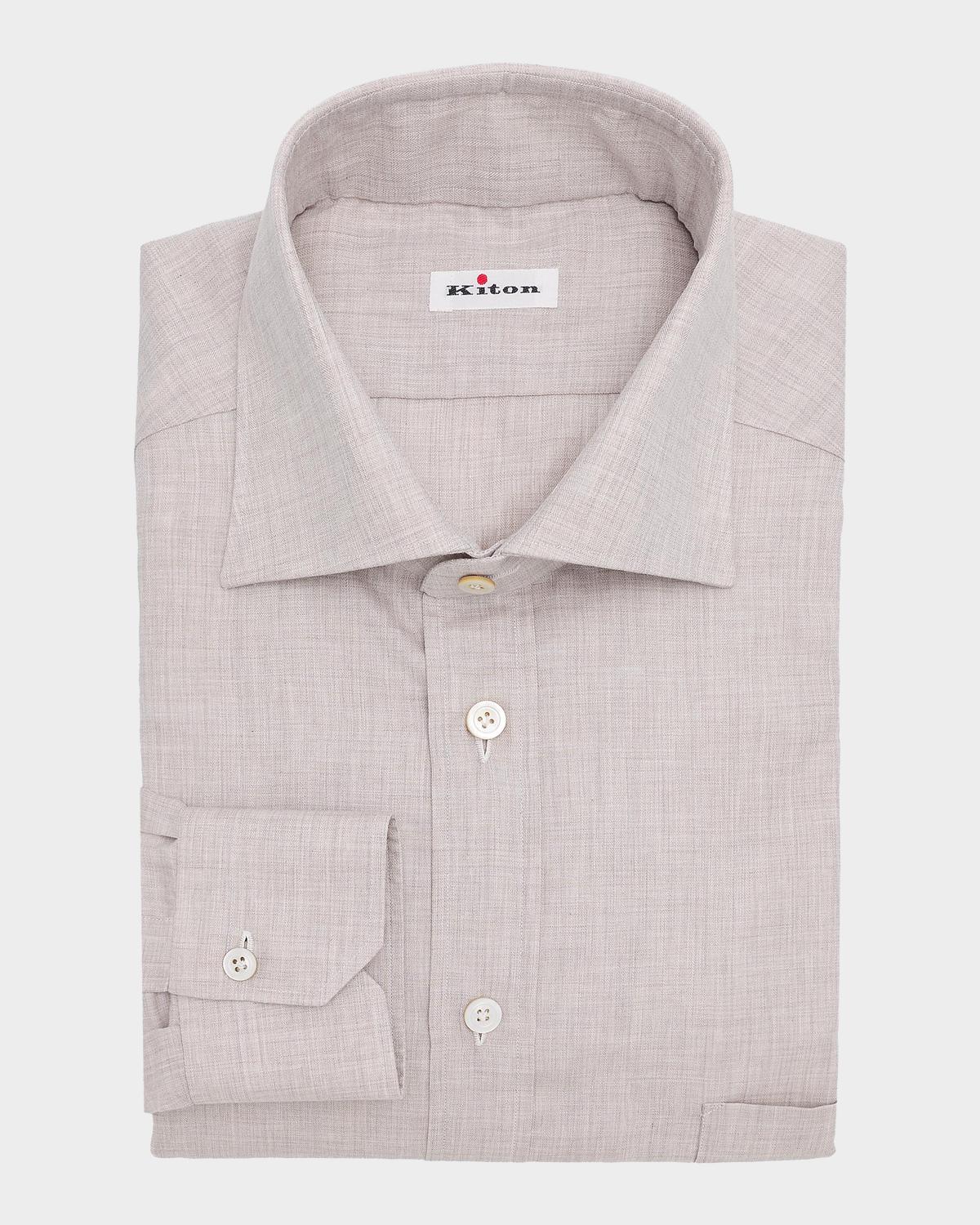 Kiton Men's Cotton Dress Shirt with Pocket